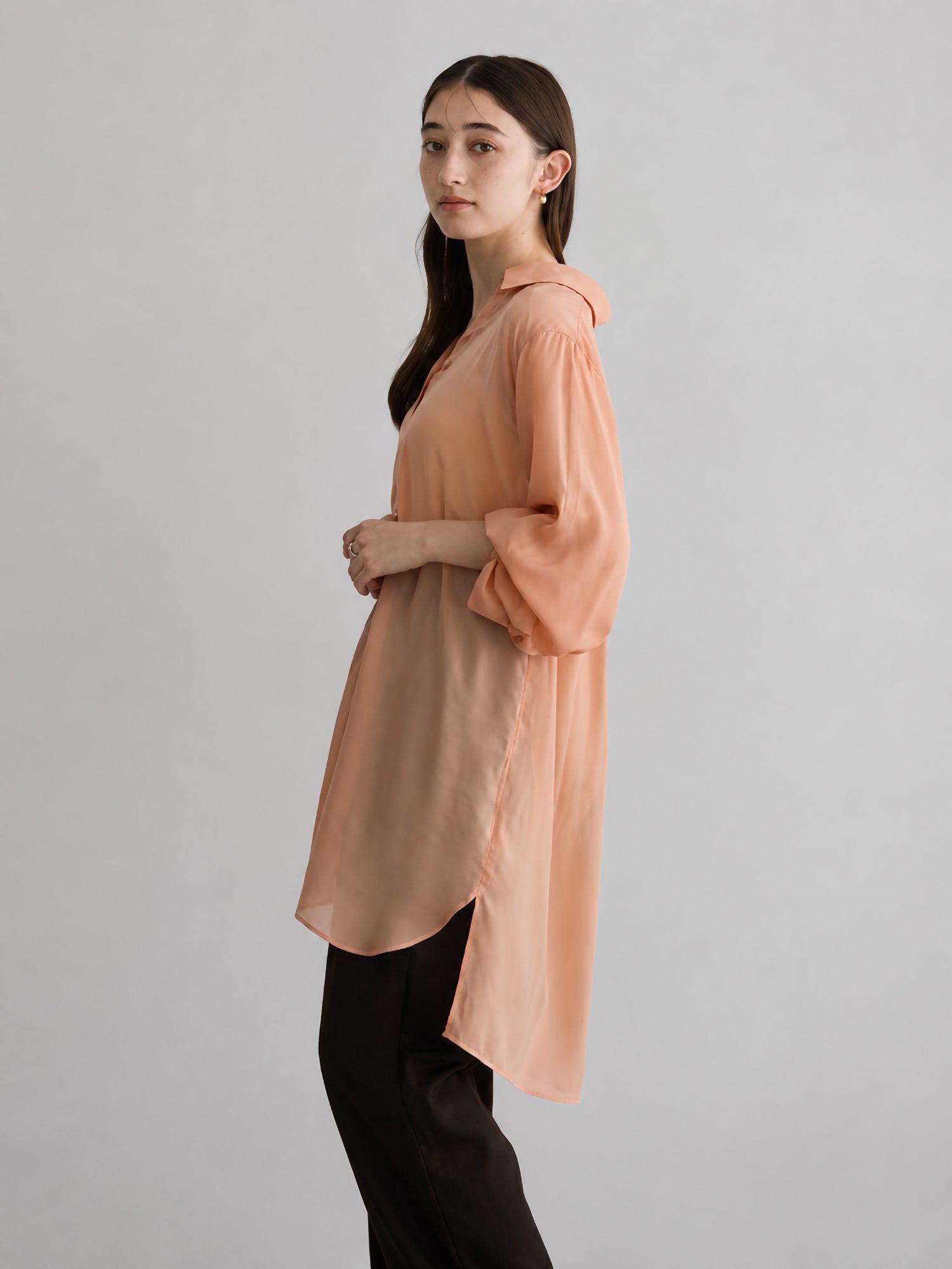 Miyuka 2-Way Sleeve Sheer Long Shirt