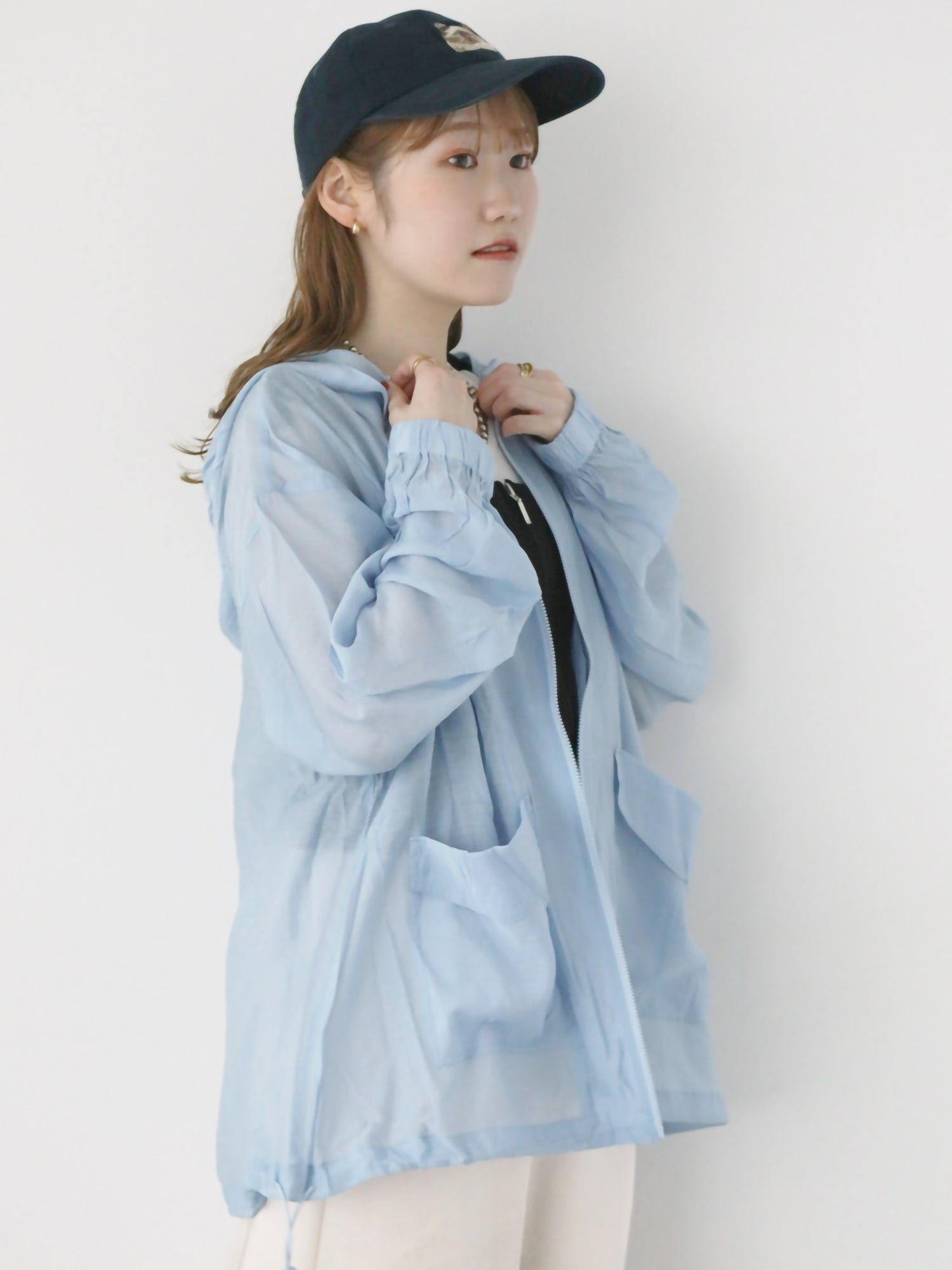 Mizuhara Sheer Zip Hoodie Shirt
