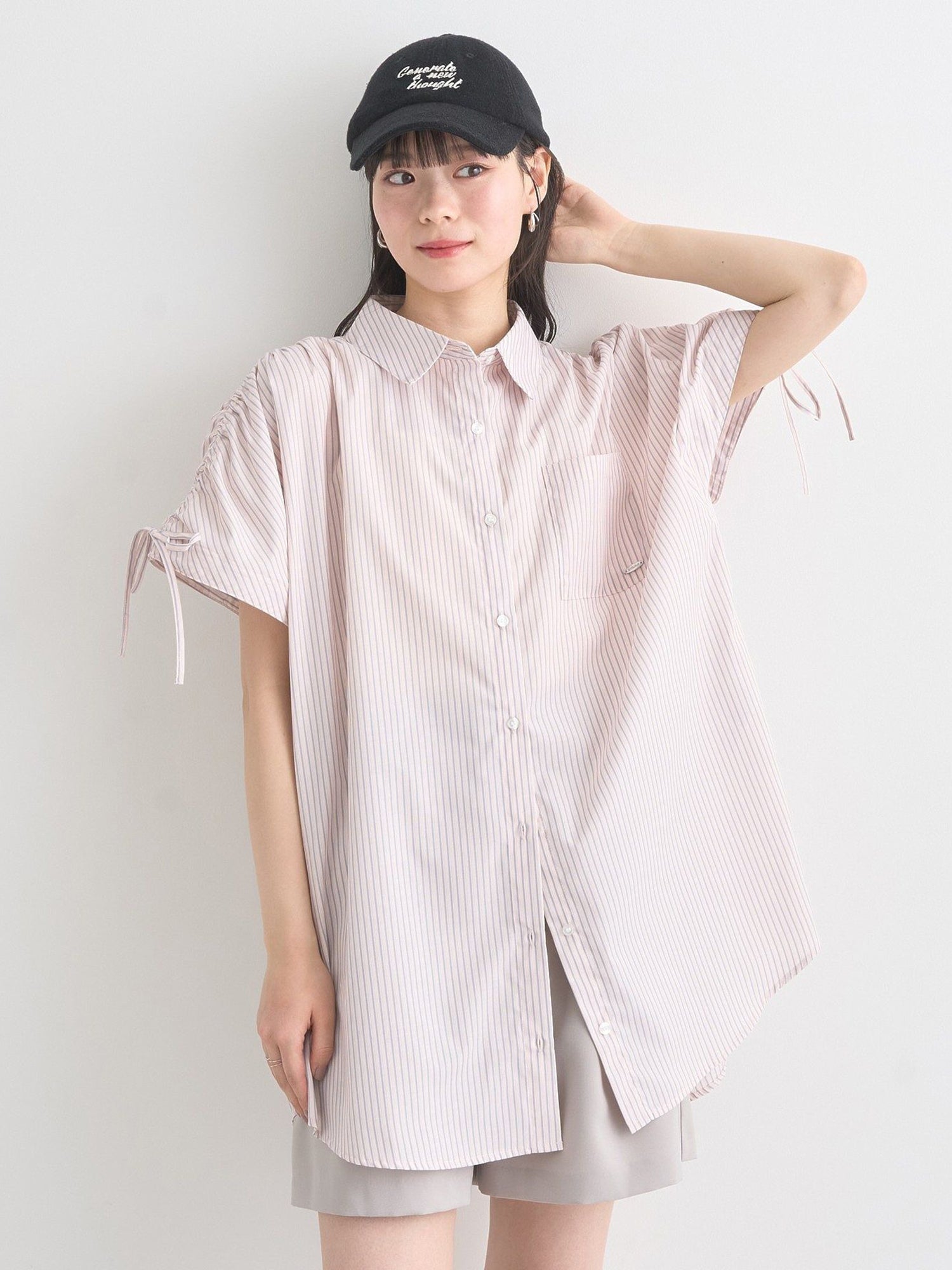 Musubi 2-Way Shoulder Drawstring Ribbon Shirt
