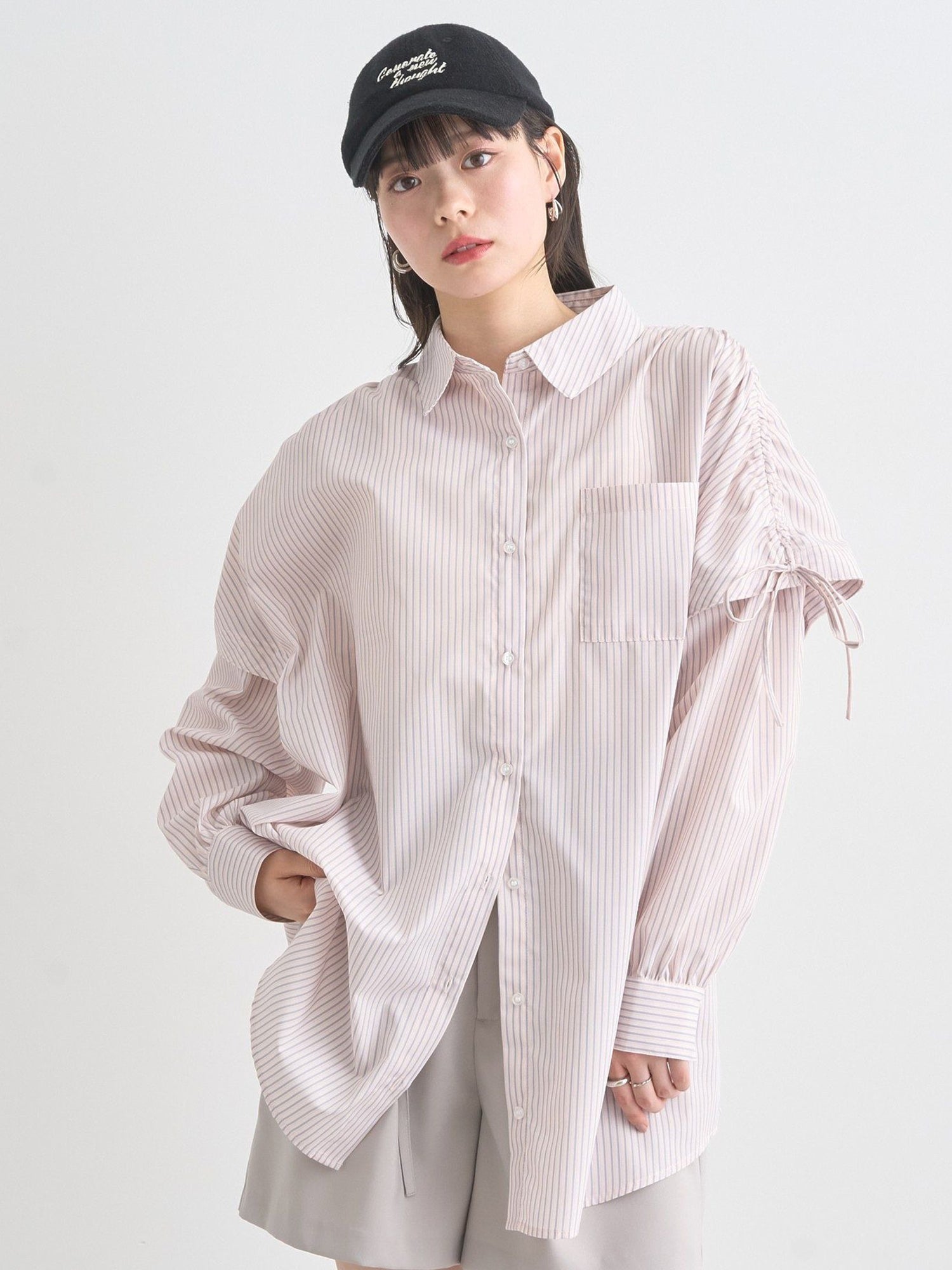 Musubi 2-Way Shoulder Drawstring Ribbon Shirt