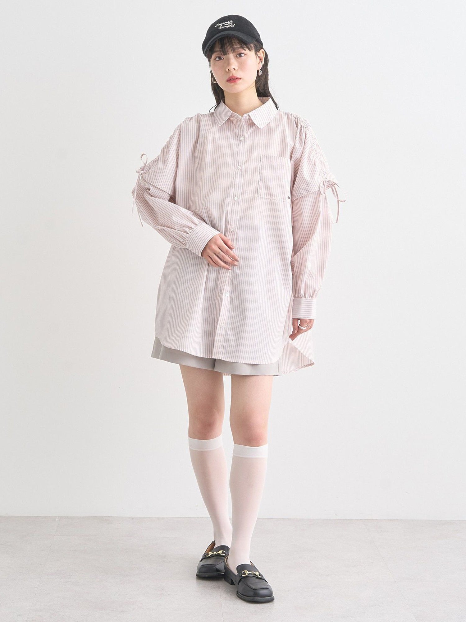 Musubi 2-Way Shoulder Drawstring Ribbon Shirt