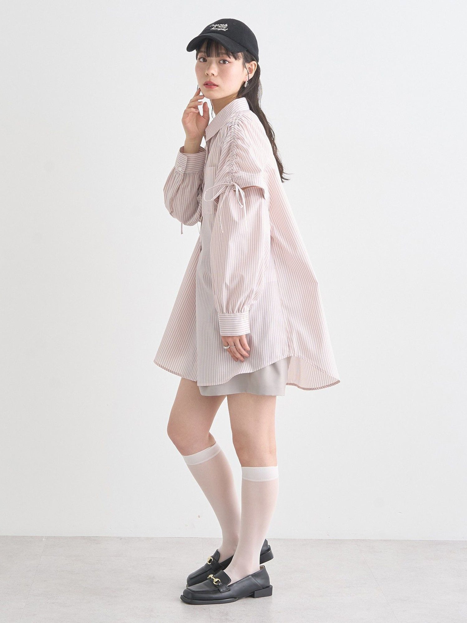 Musubi 2-Way Shoulder Drawstring Ribbon Shirt