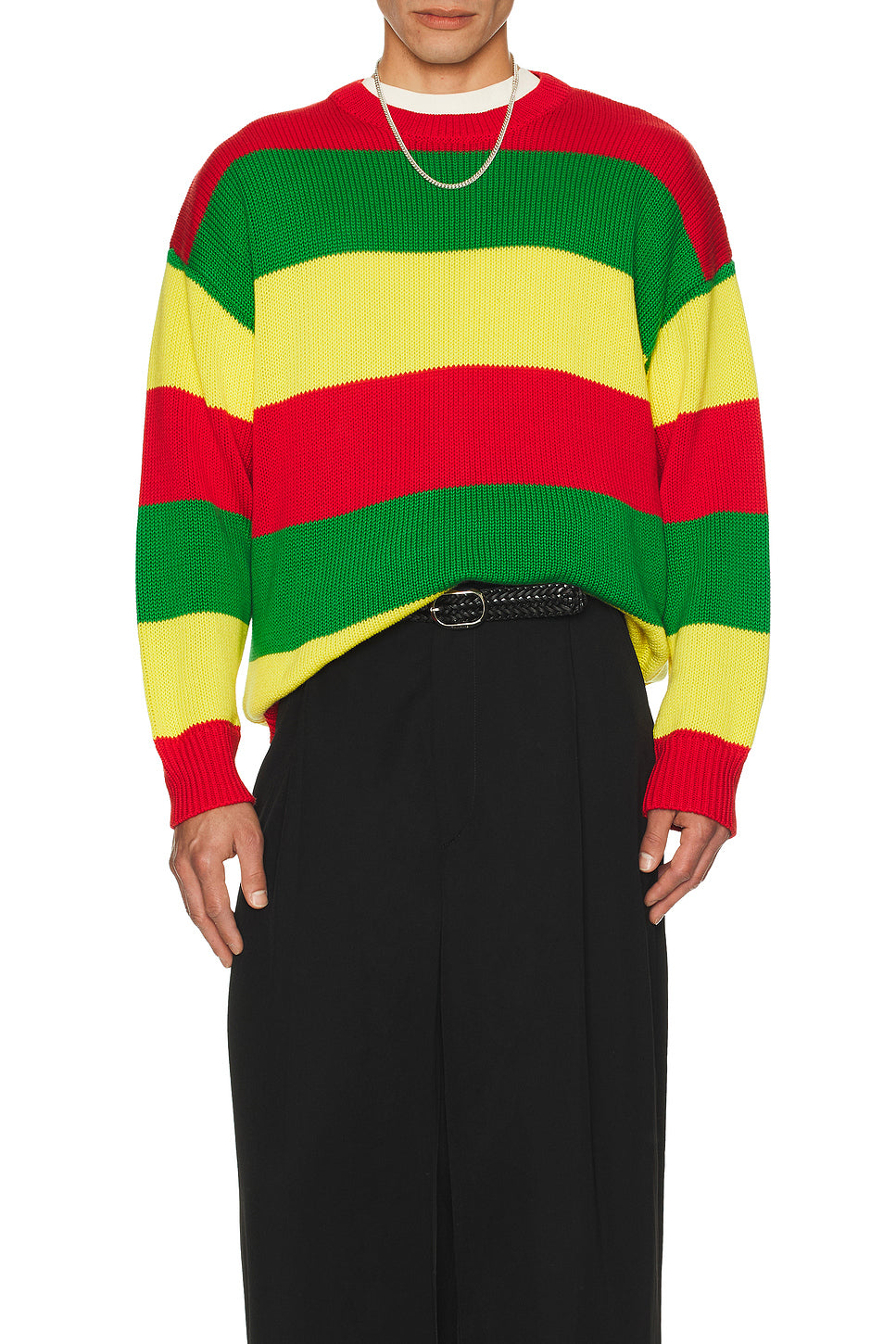 Slygo Stripe Crew Neck Sweater
