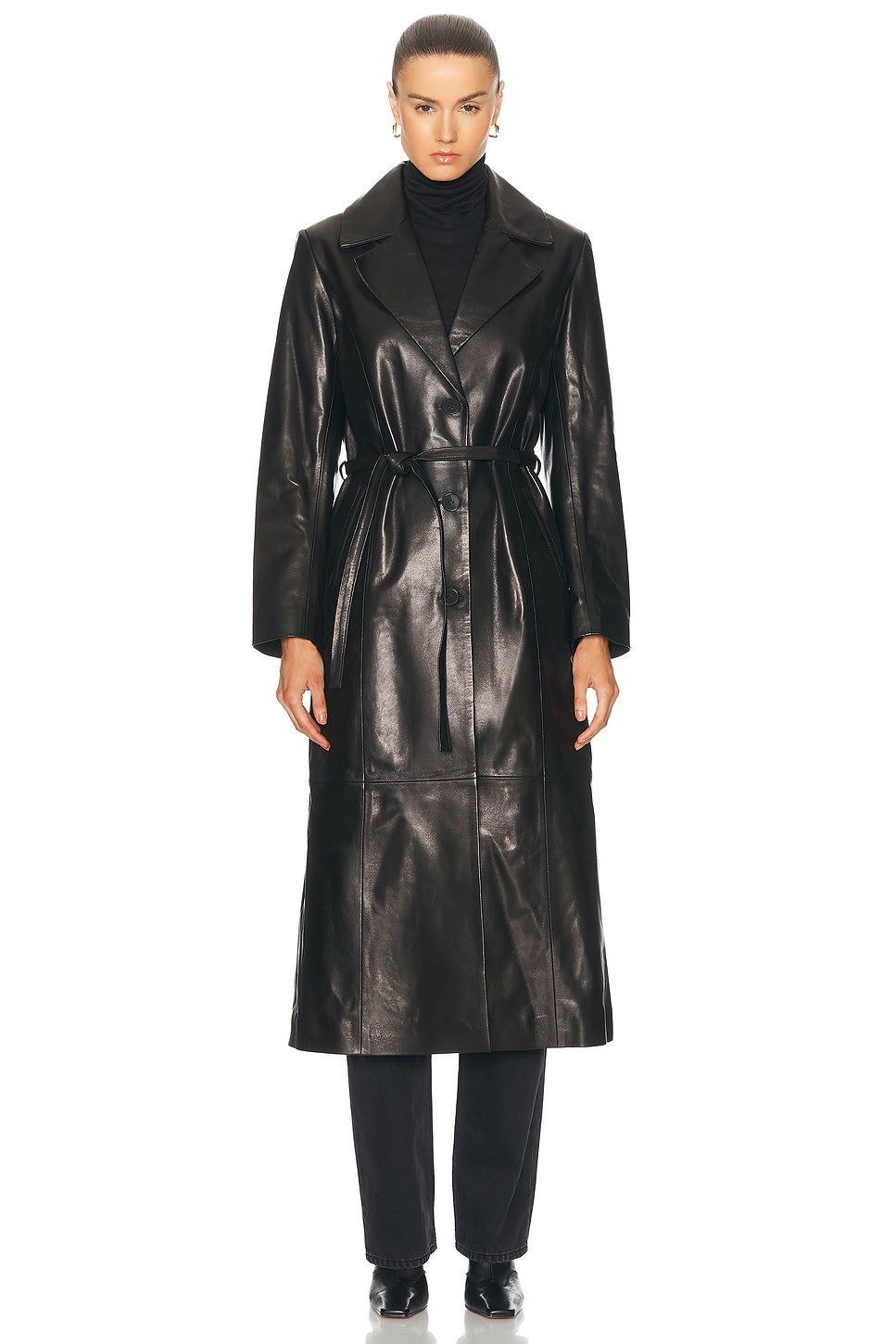 Tamara Belted Leather Trench Coat