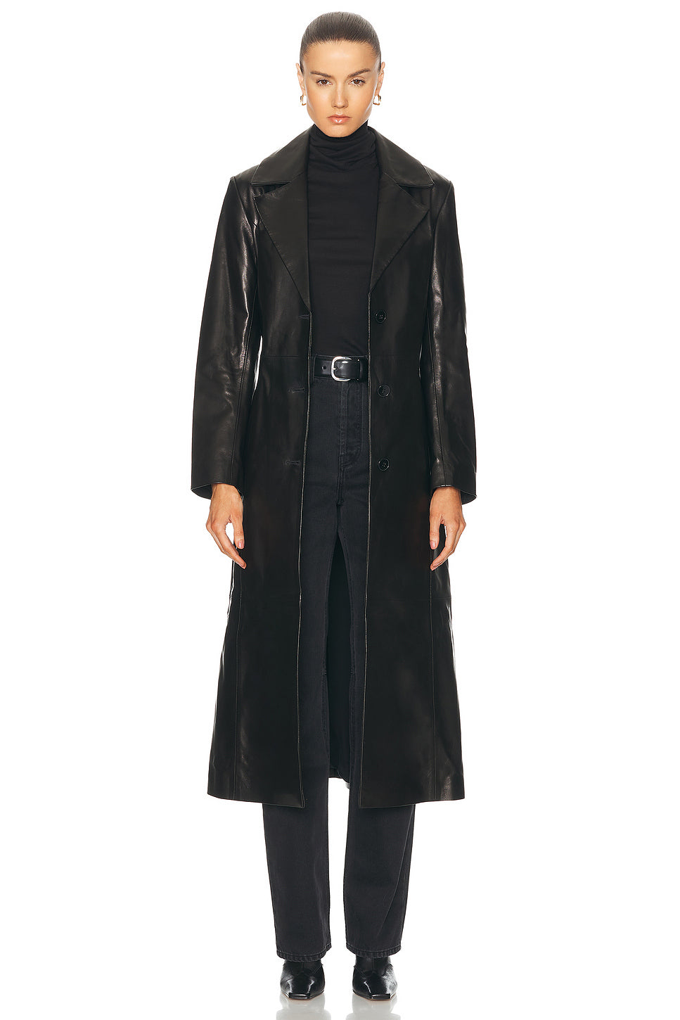 Tamara Belted Leather Trench Coat