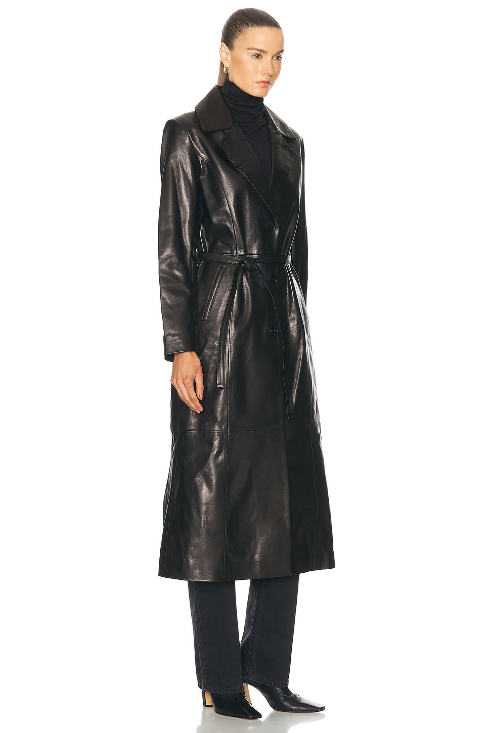 Tamara Belted Leather Trench Coat