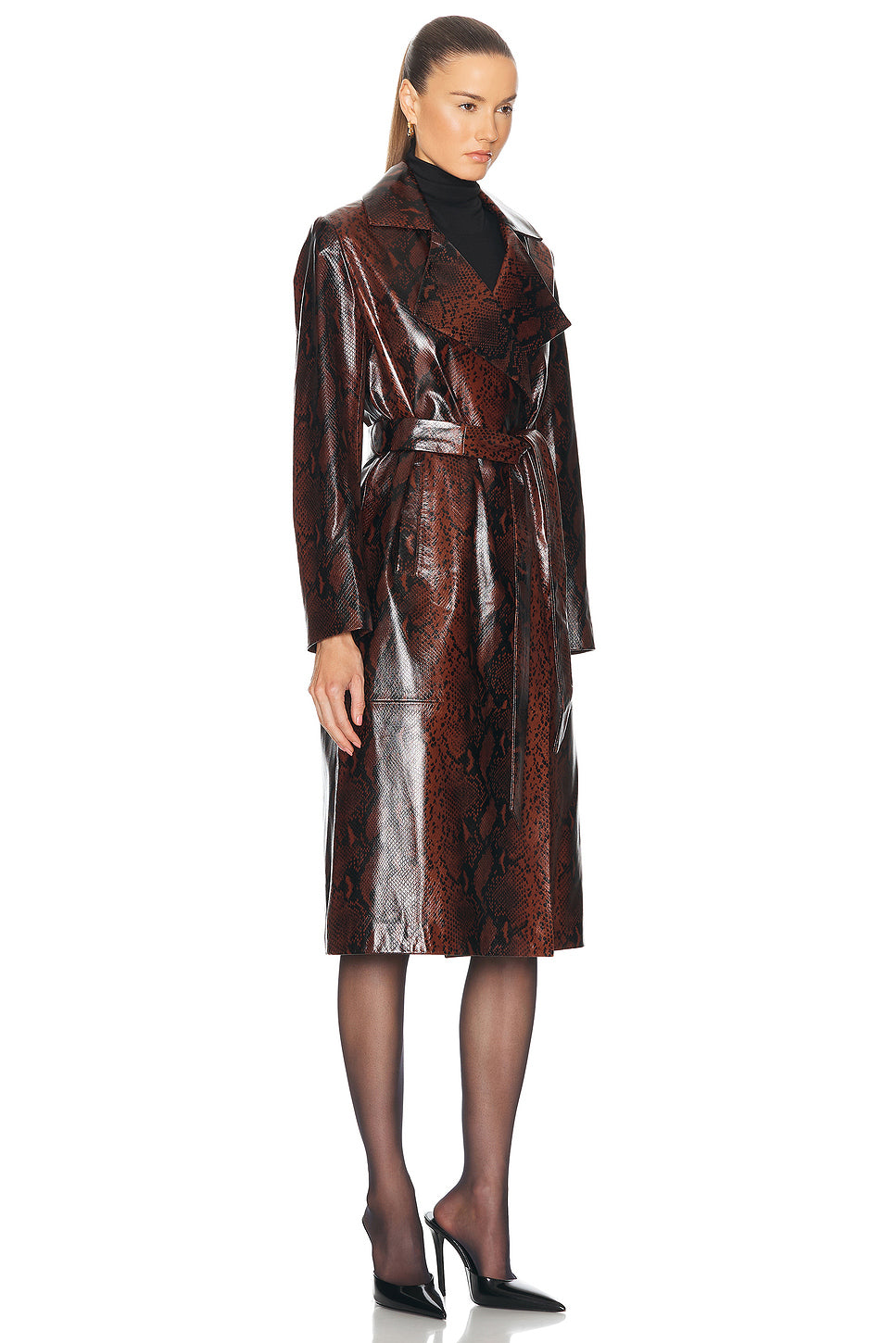 Amina Belted Leather Coat