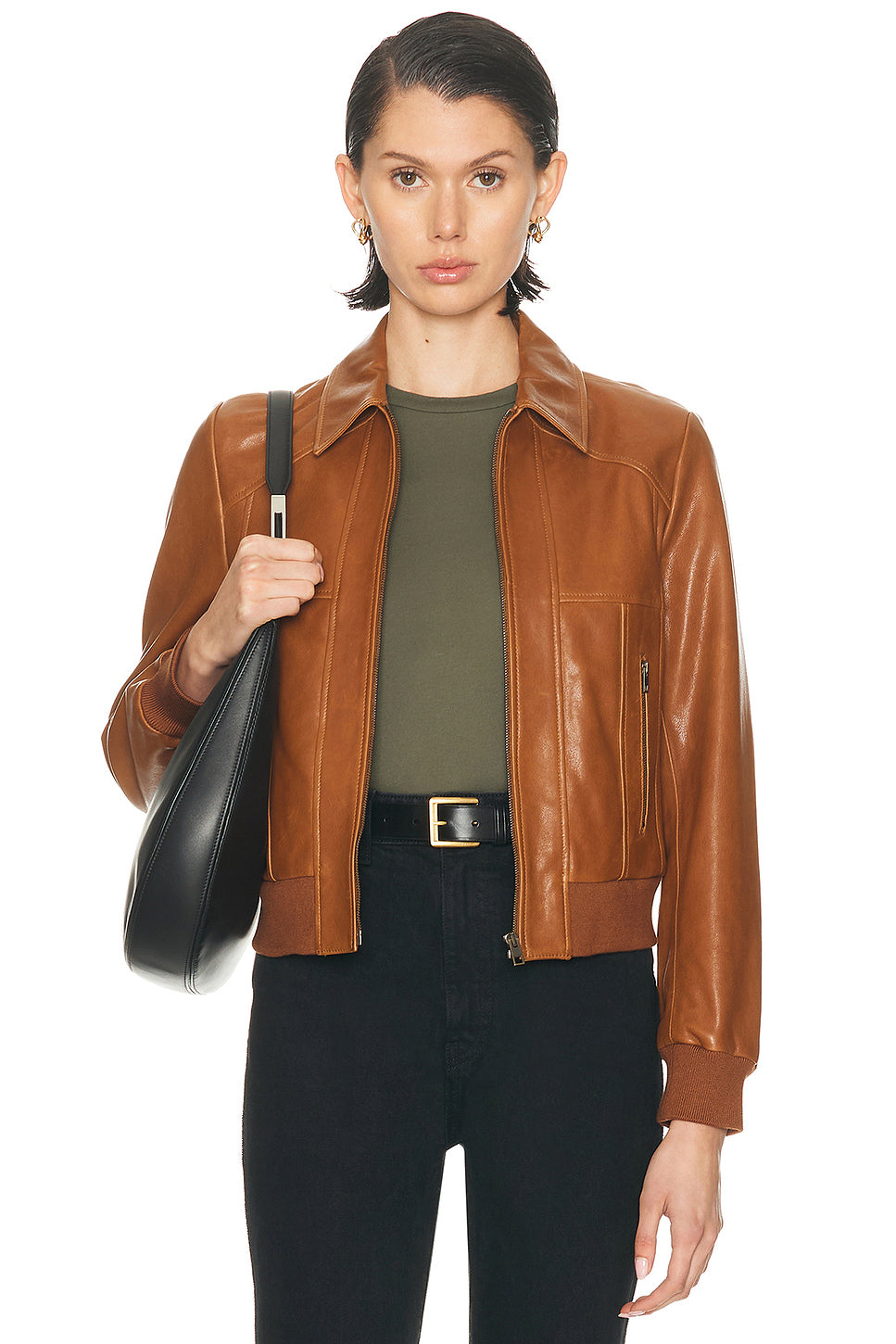 Sue Leather Bomber Jacket