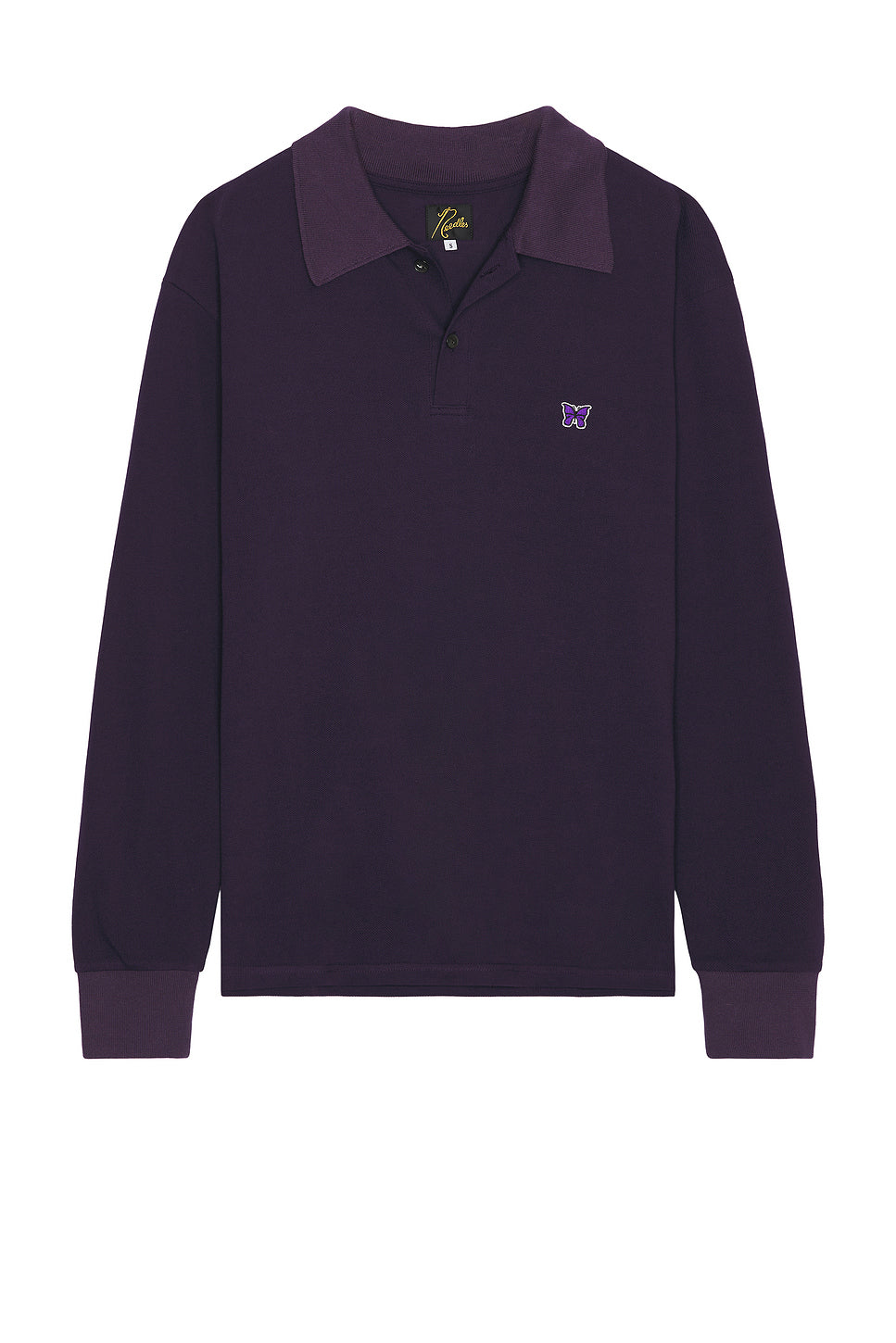 Long Sleeve Polo Shirt In Eggplant