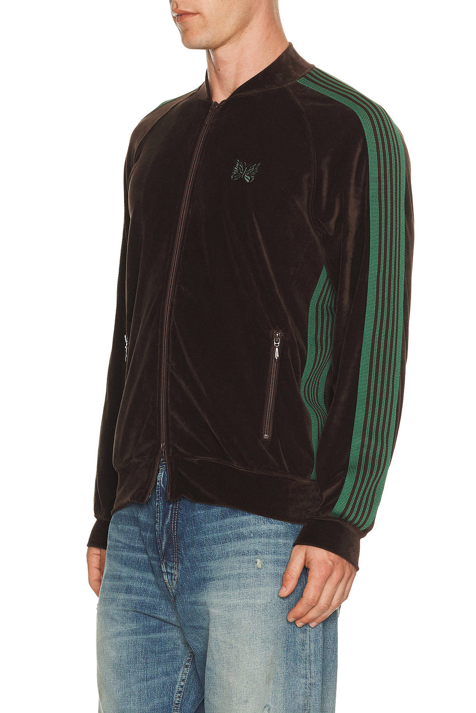 Rib Collar Track Jacketin Brown
