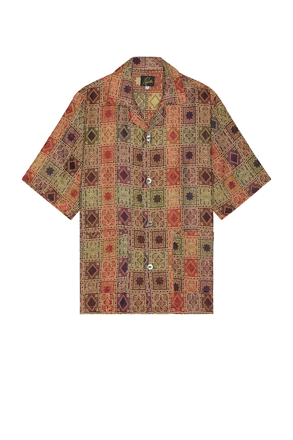 Cabana Shirt Poly India In Rust, Navy, & Green