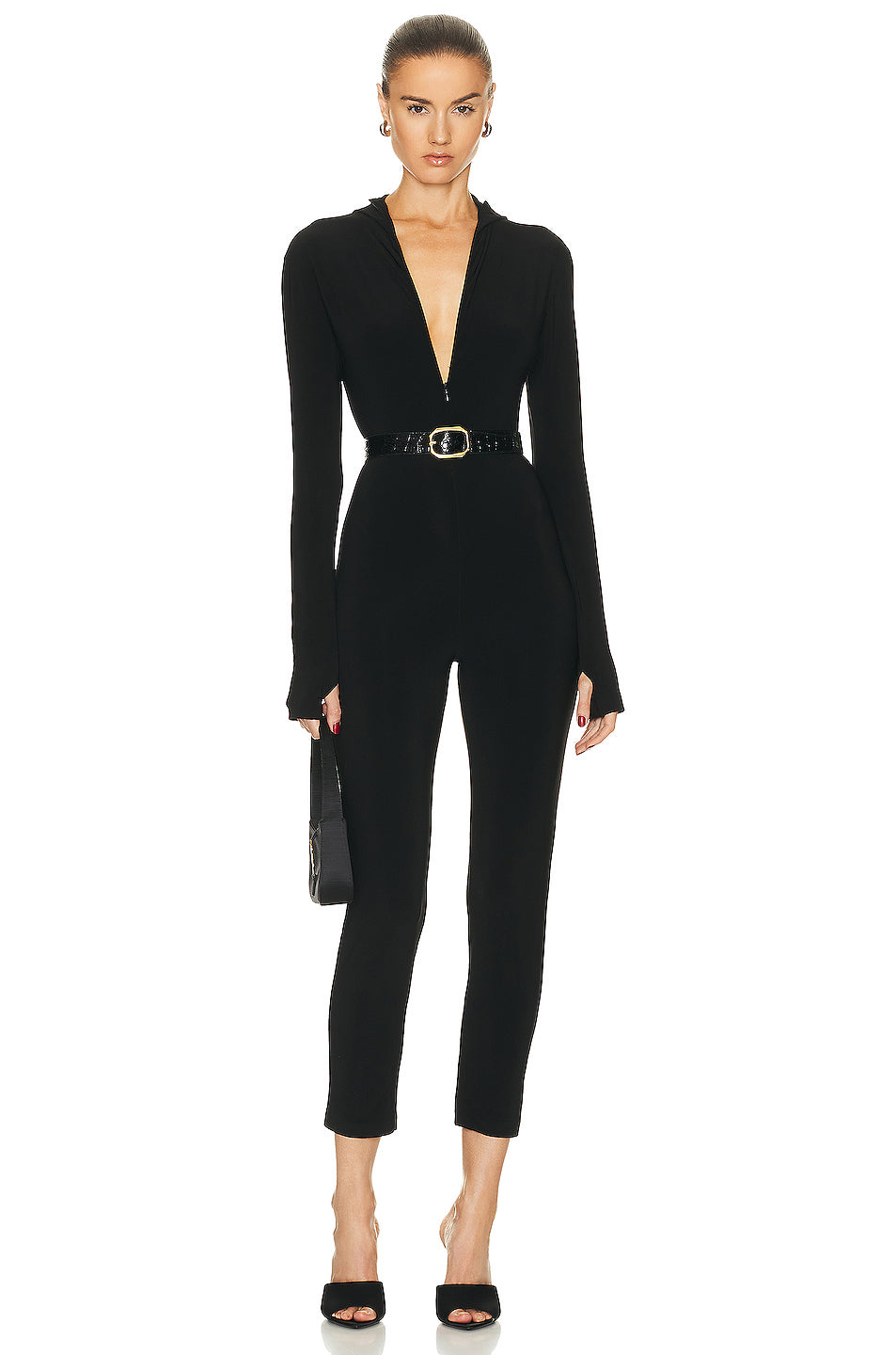 Long Sleeve Turtleneck Skull Cap Catsuit