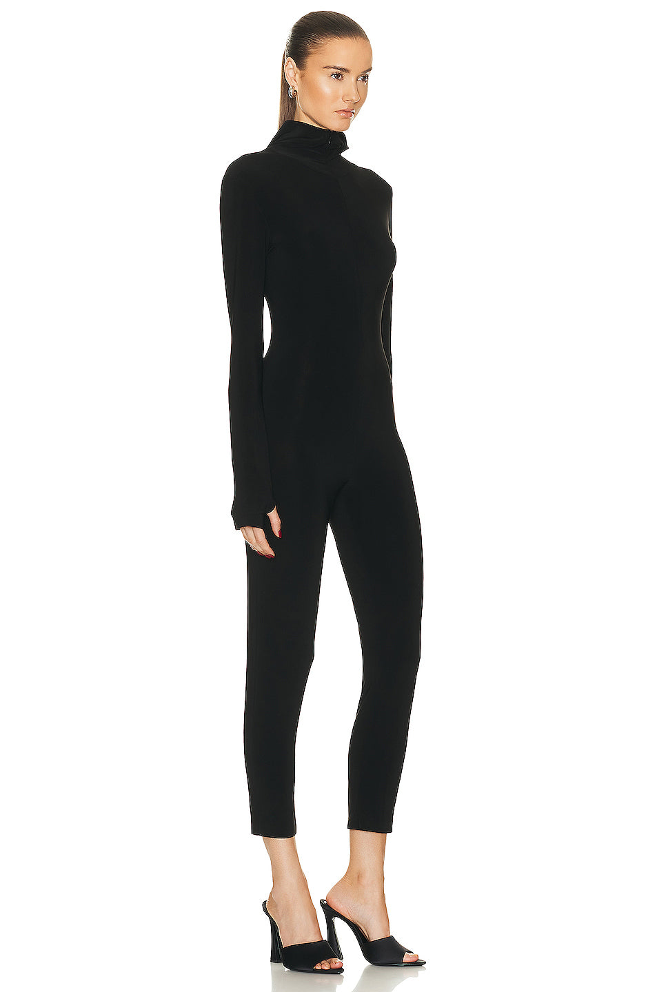 Long Sleeve Turtleneck Skull Cap Catsuit