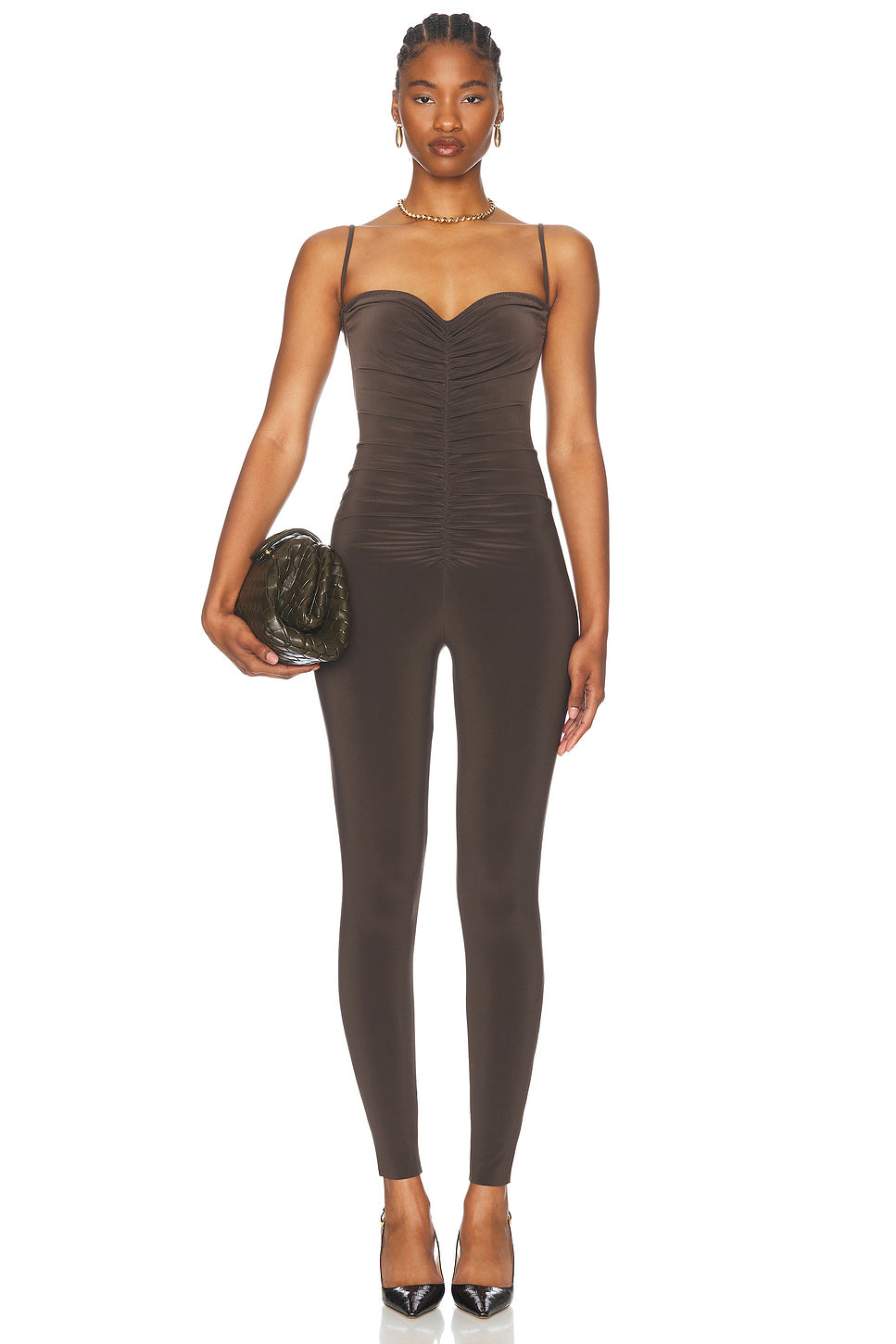 Strapless Shirred Front Catsuit