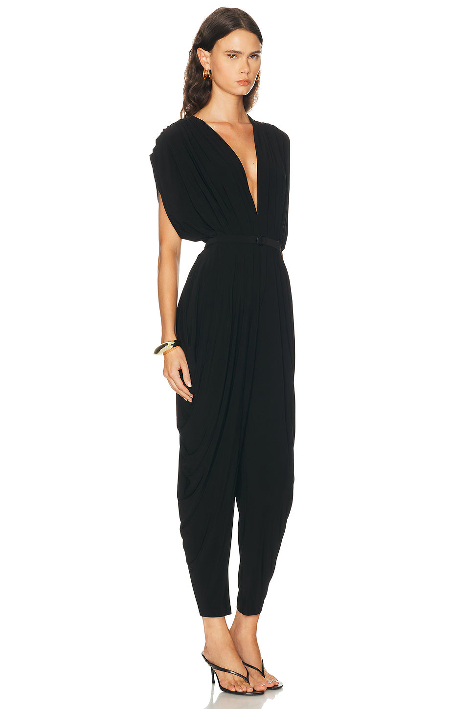 Square Sleeve Waterfall Jumpsuit