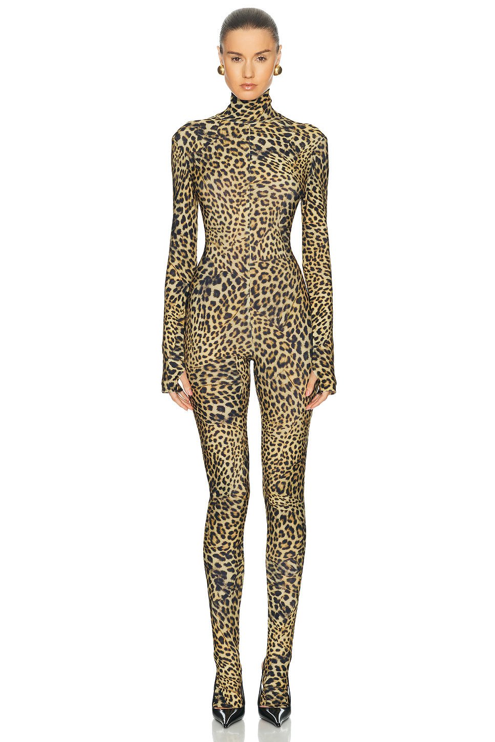 Long Sleeve Slim Fit Turtle Catsuit With Footie