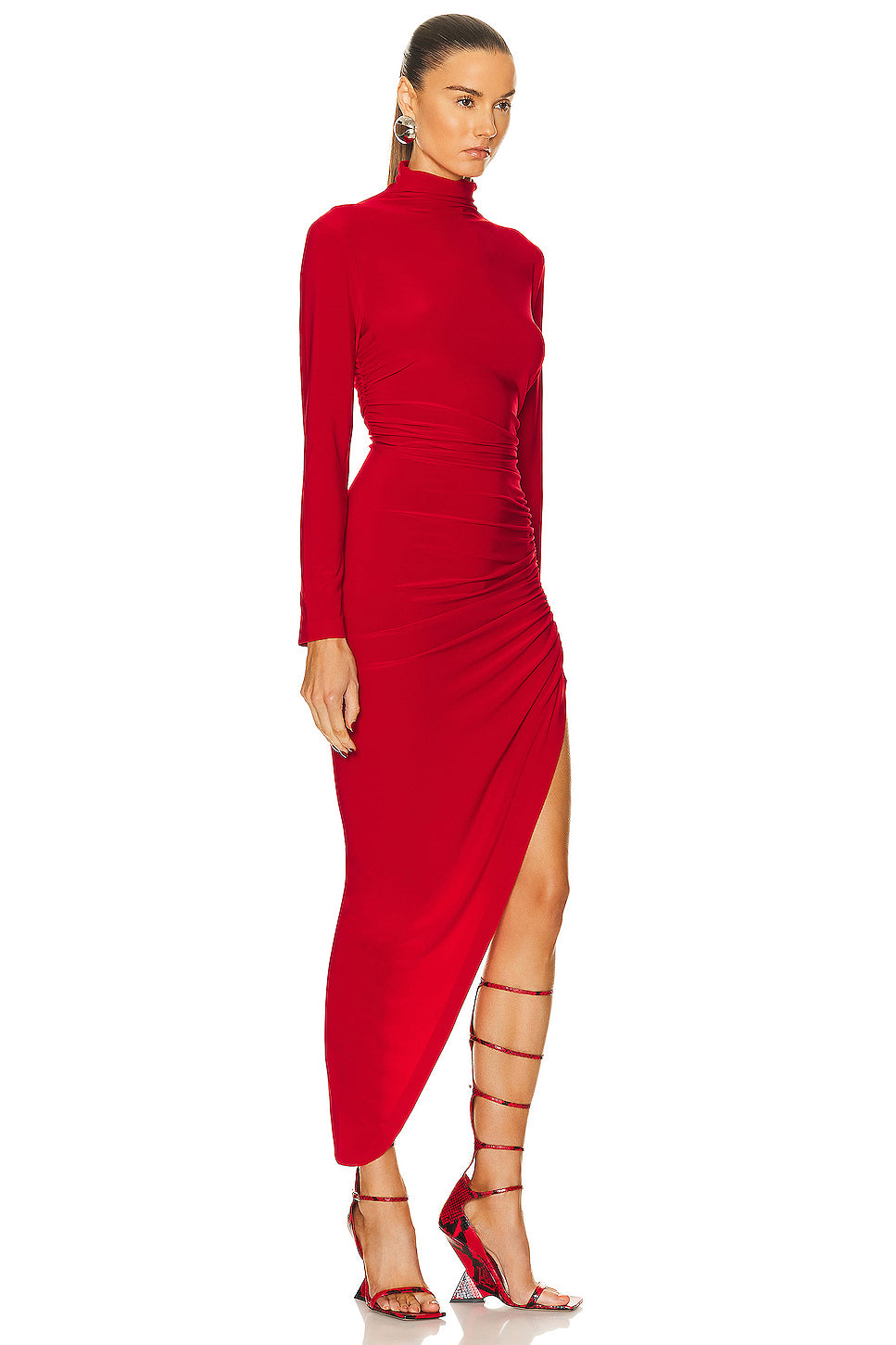 Long Sleeve Turtleneck Side Drape Gown