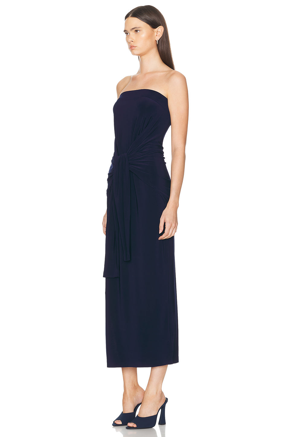 Strapless All in One Side Slit Gown