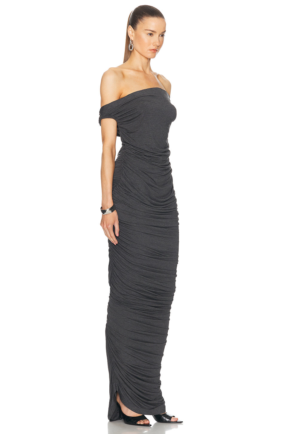 Drop Shoulder Side Shirred Gown