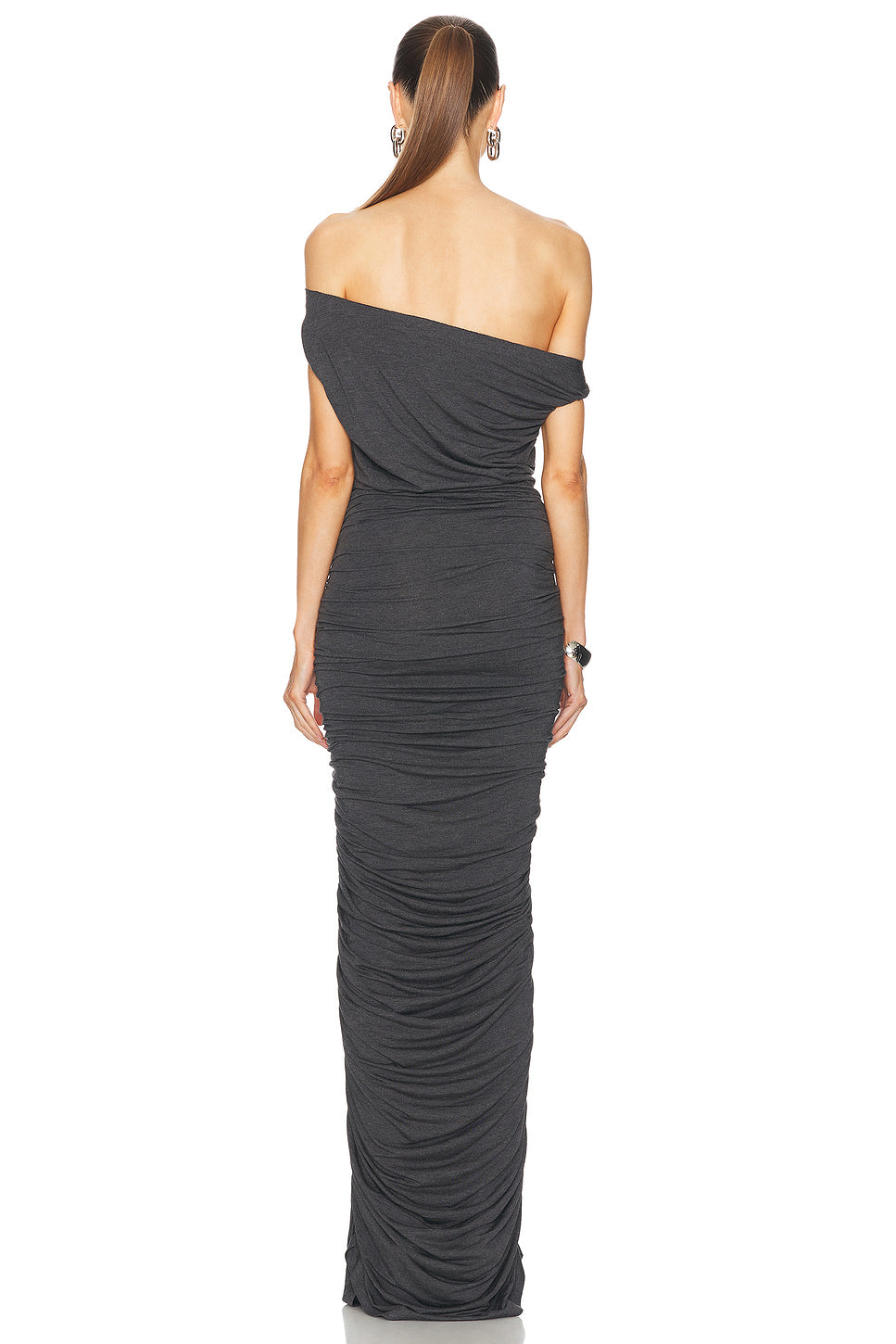 Drop Shoulder Side Shirred Gown