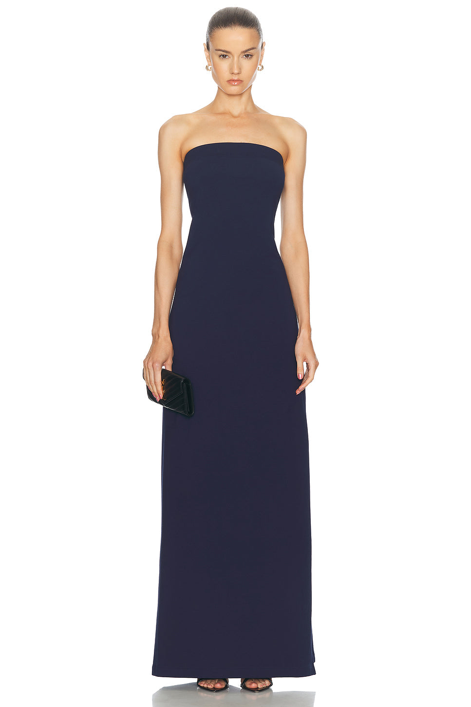 Strapless Tailored Terry Side Slit Gown