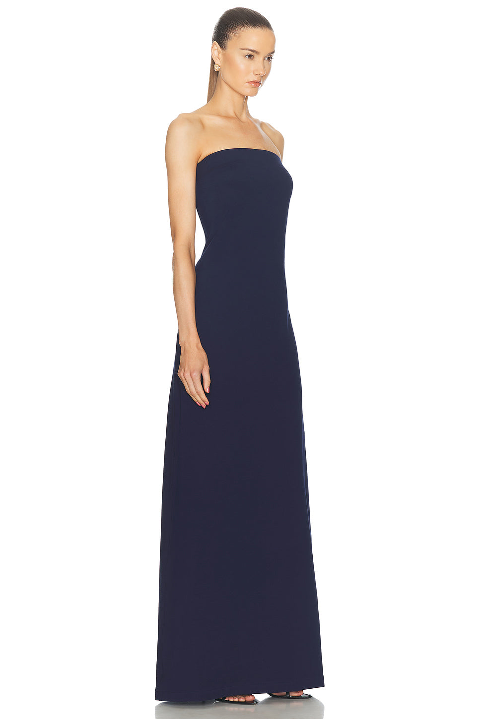 Strapless Tailored Terry Side Slit Gown