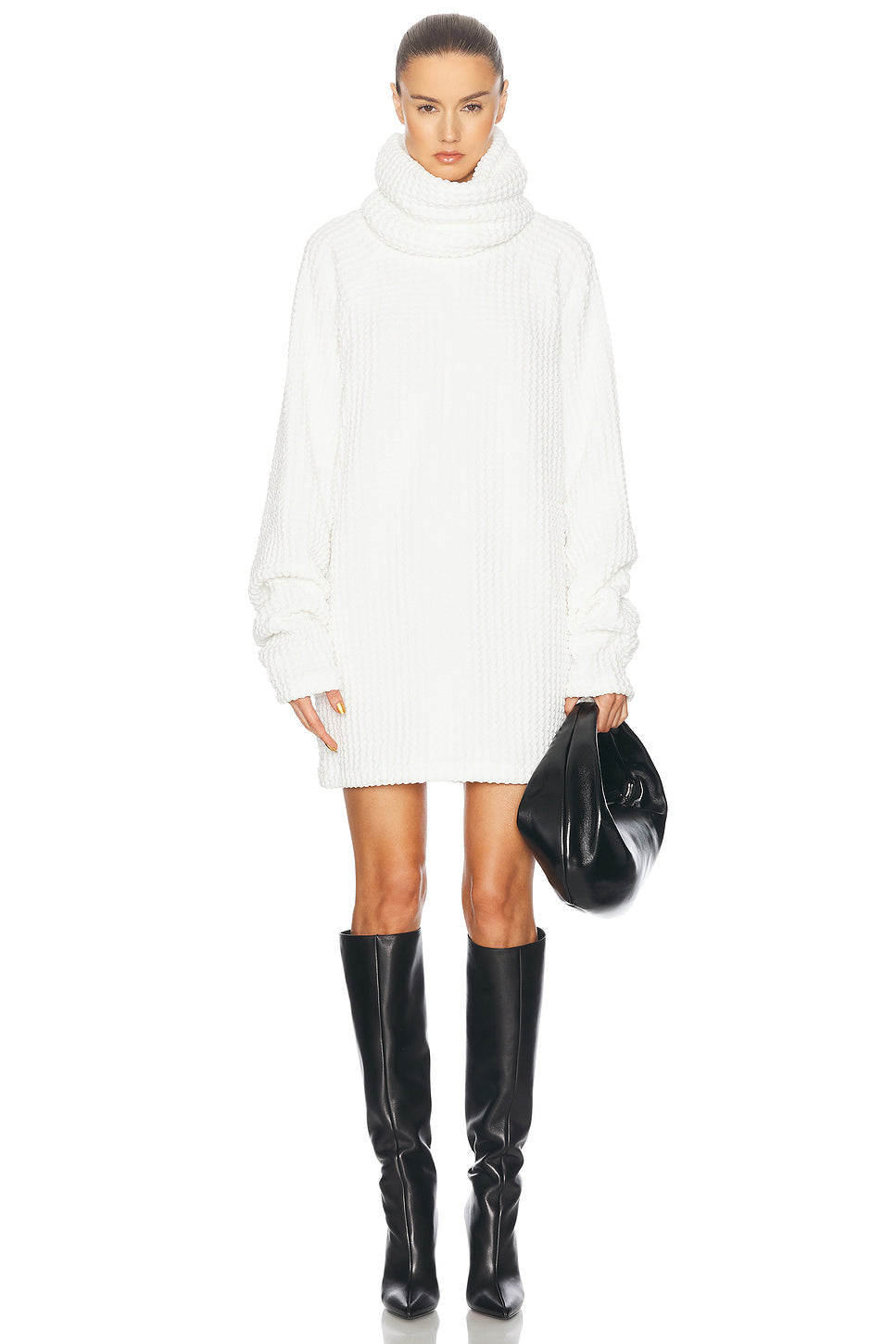 Oversized Raglan Sleeve Turtleneck Mini Dress