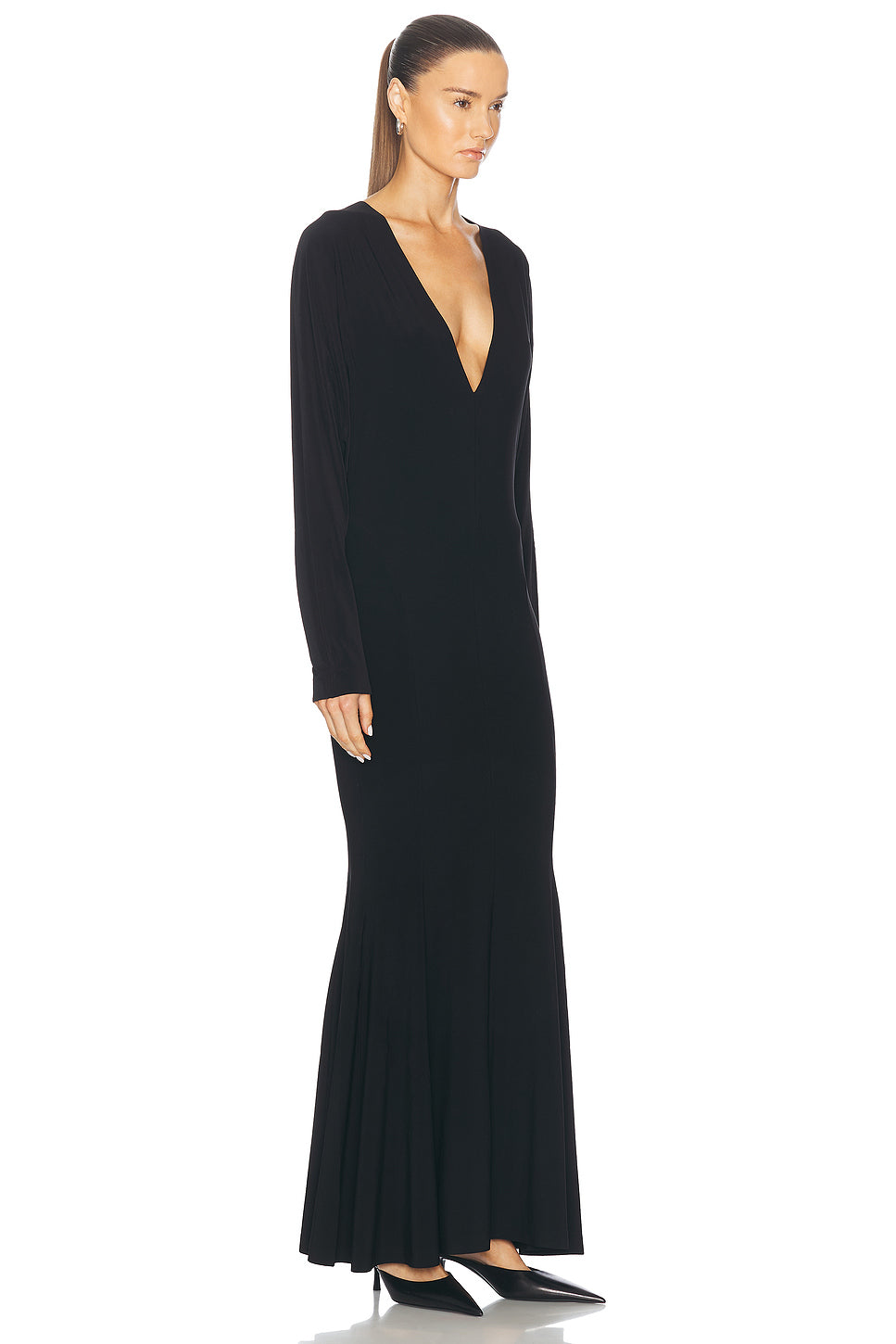 Dolman V Neck Fishtail Gown