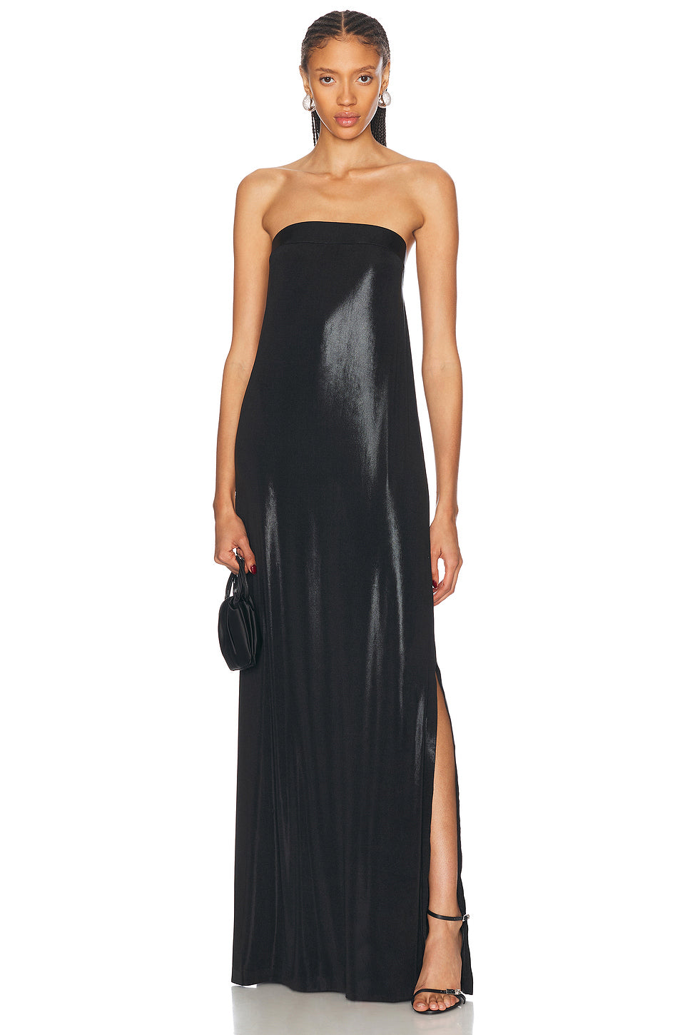 Strapless Tailored Side Slit Gown