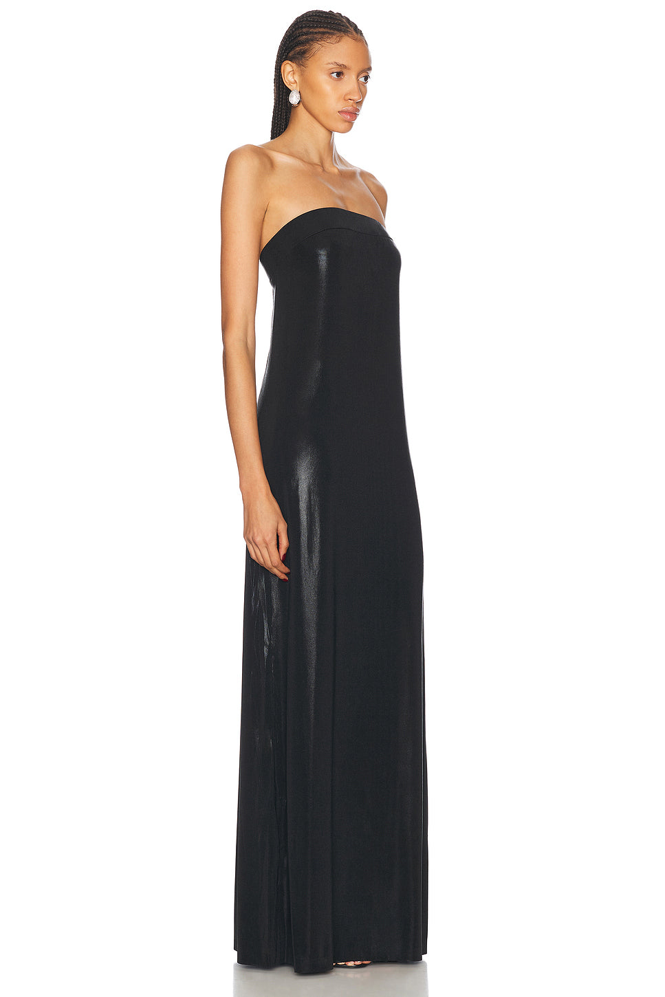 Strapless Tailored Side Slit Gown