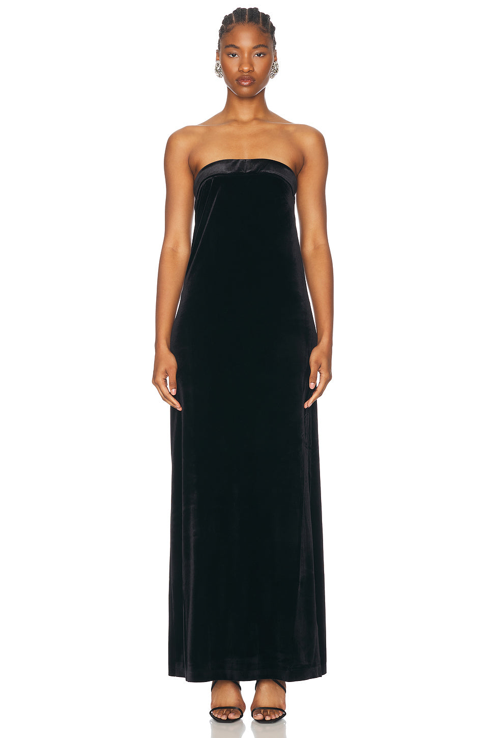 Strapless Tailored Side Slit Gown