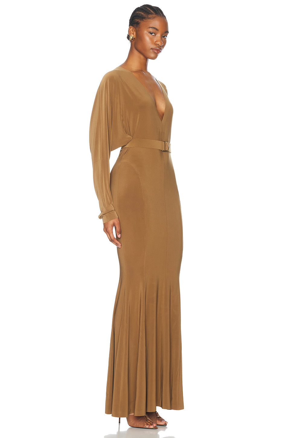 Dolman V Neck Fishtail Gown