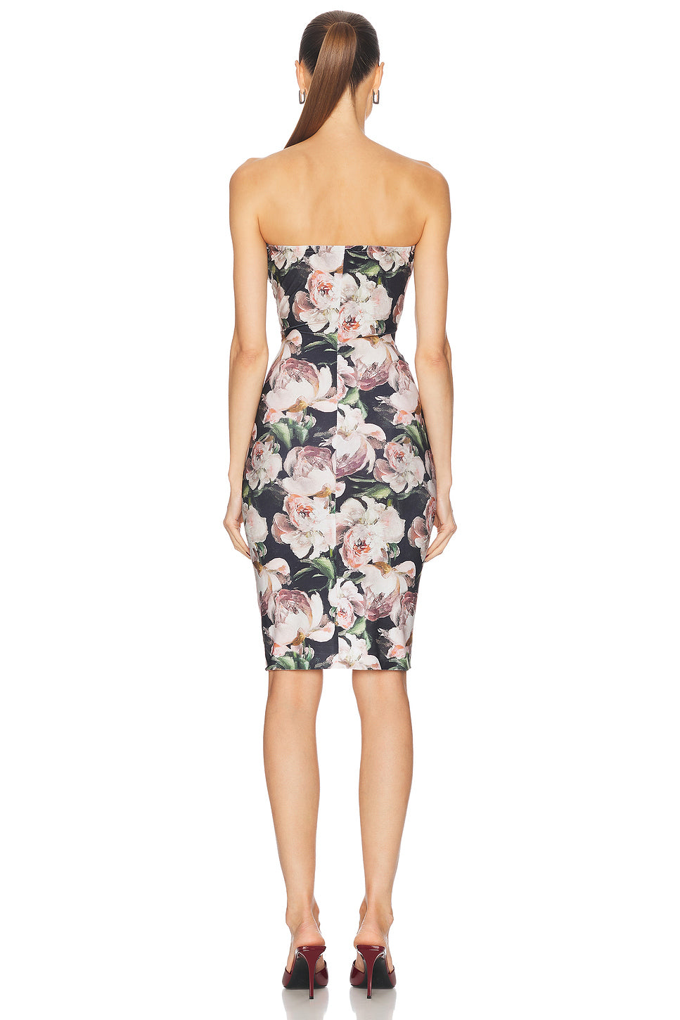 Strapless Shirred Front Knee Length Dress