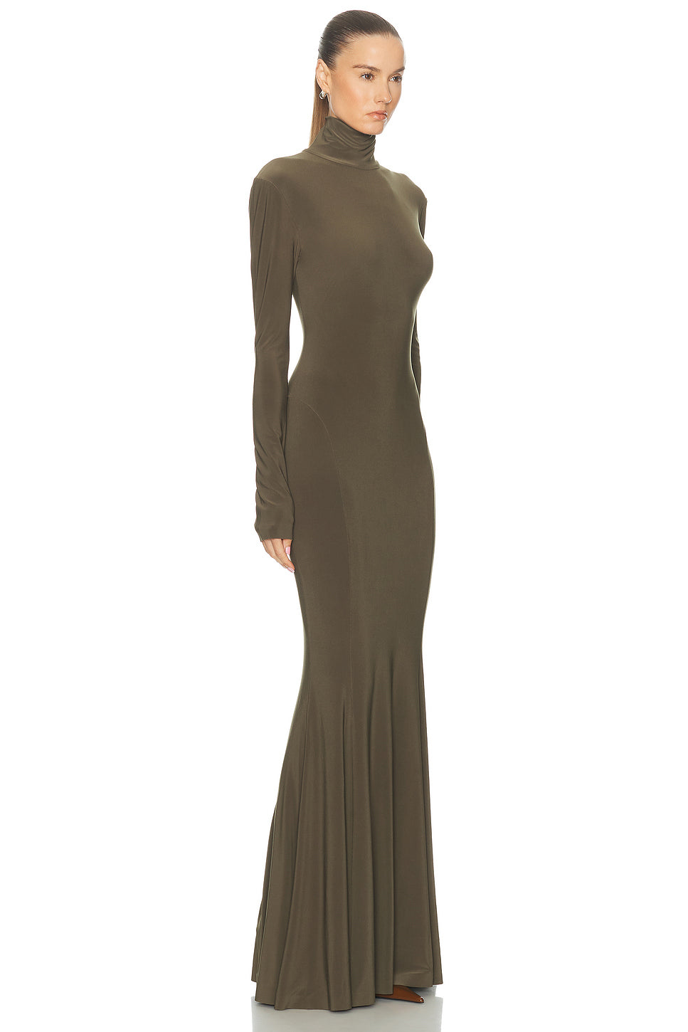 for FWRD Long Sleeve Turtleneck Fishtail Gown