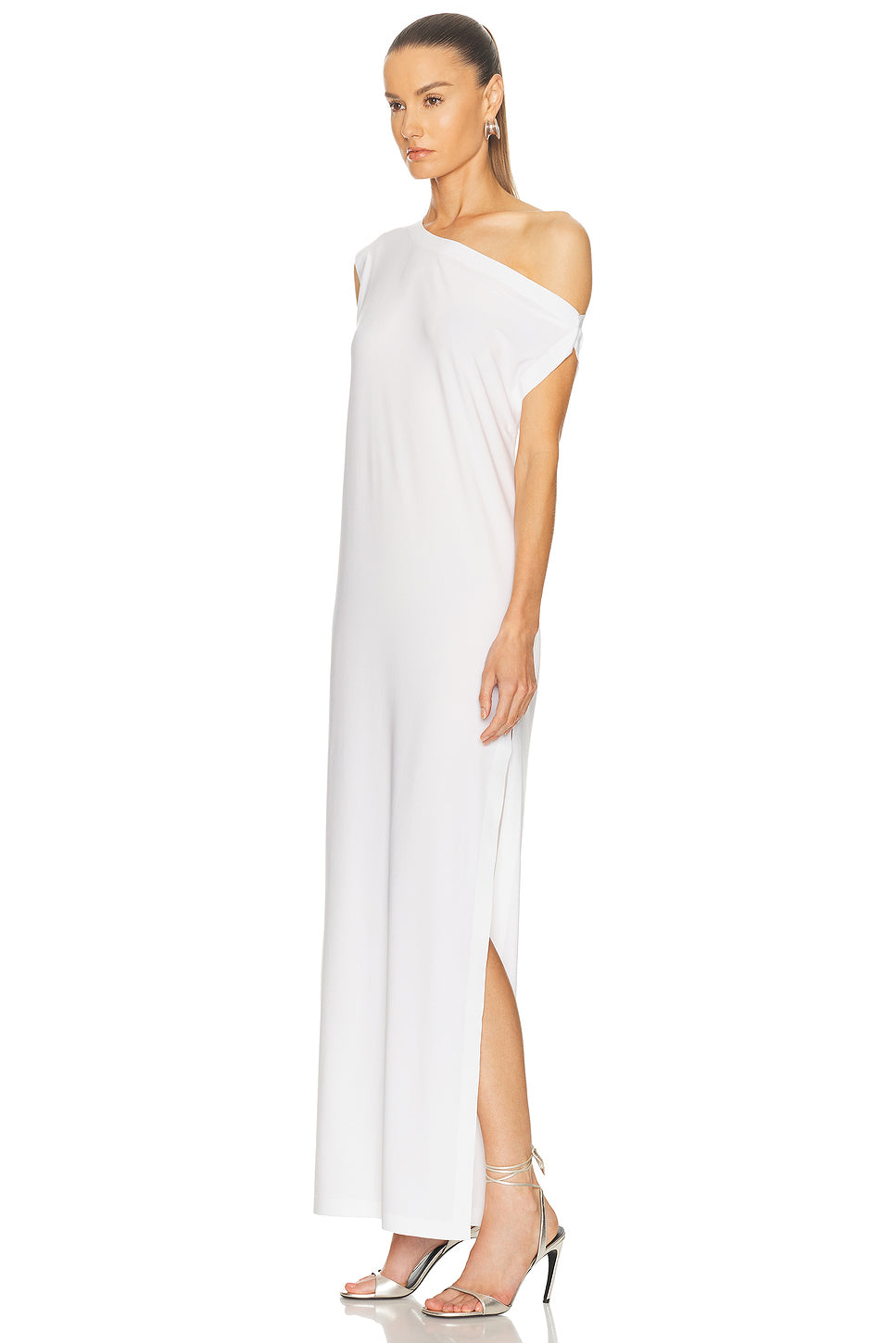 Drop Shoulder Side Slit Long Dress