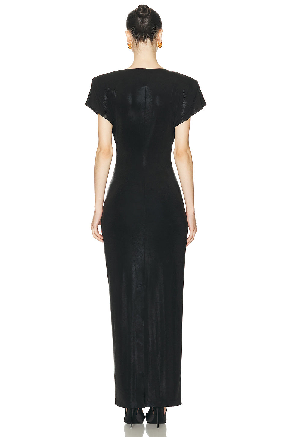 Cap Sleeve Shoulder Pad Long Dress