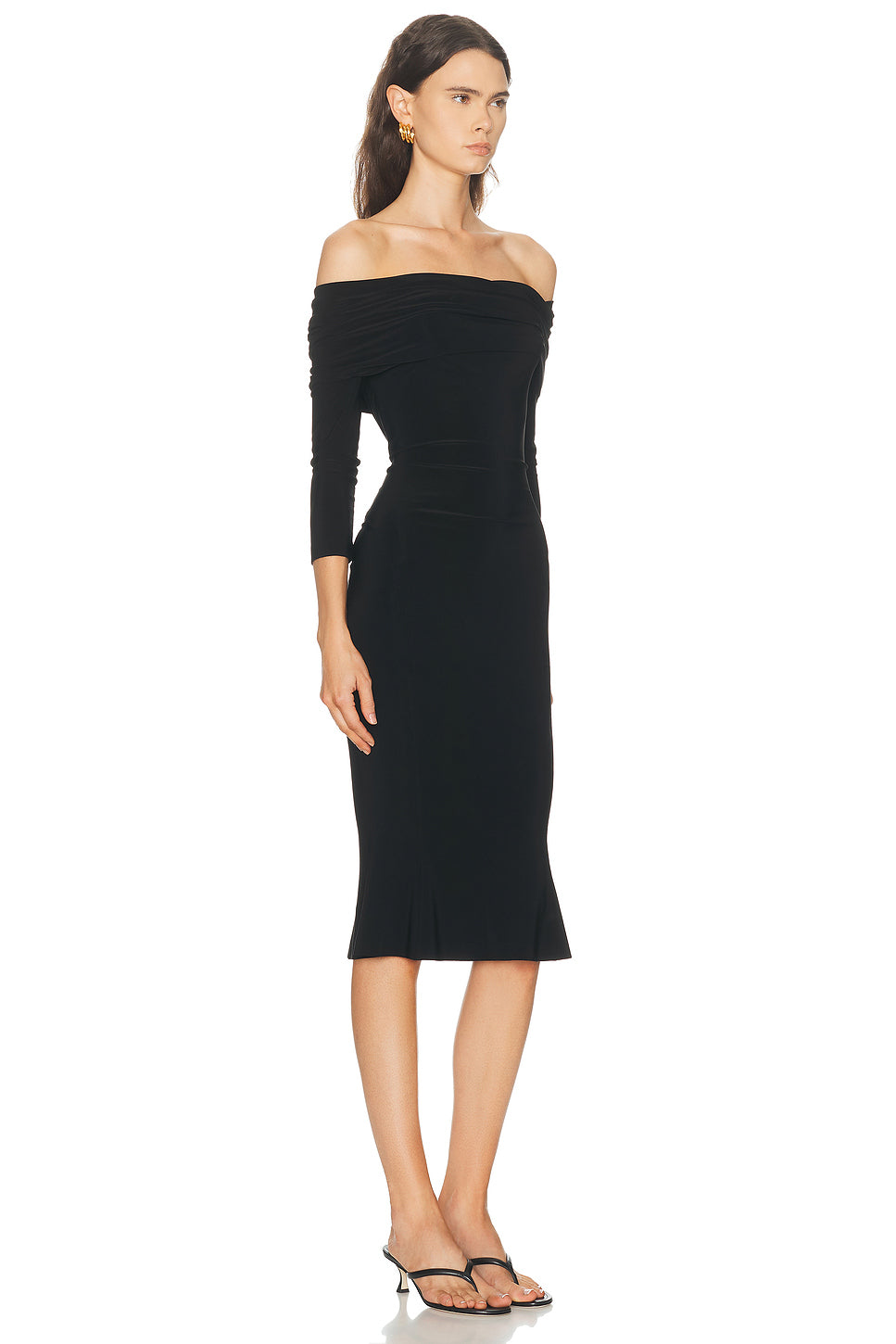 3/4 Sleeve Cowl Neck Fishtail Dress