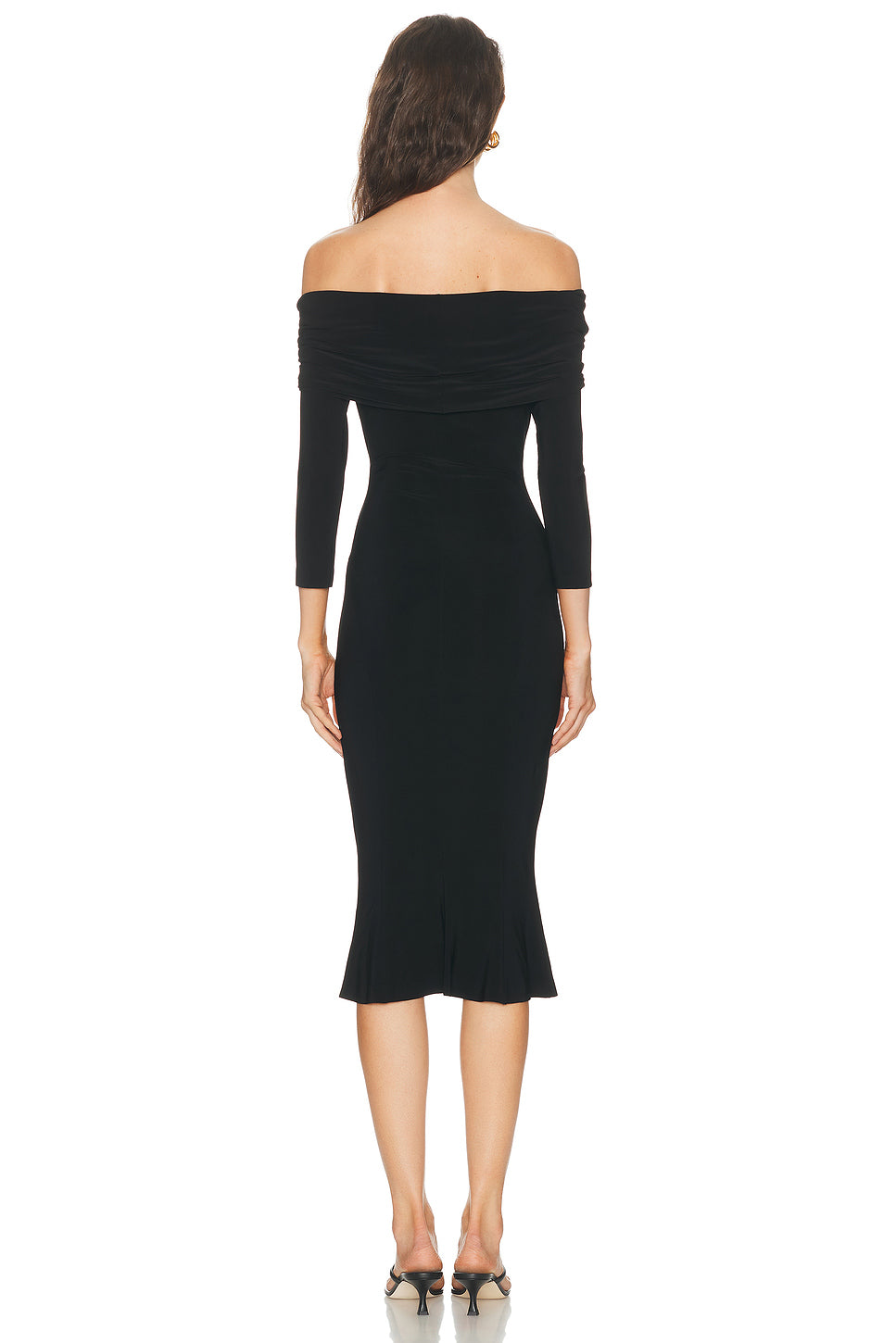 3/4 Sleeve Cowl Neck Fishtail Dress