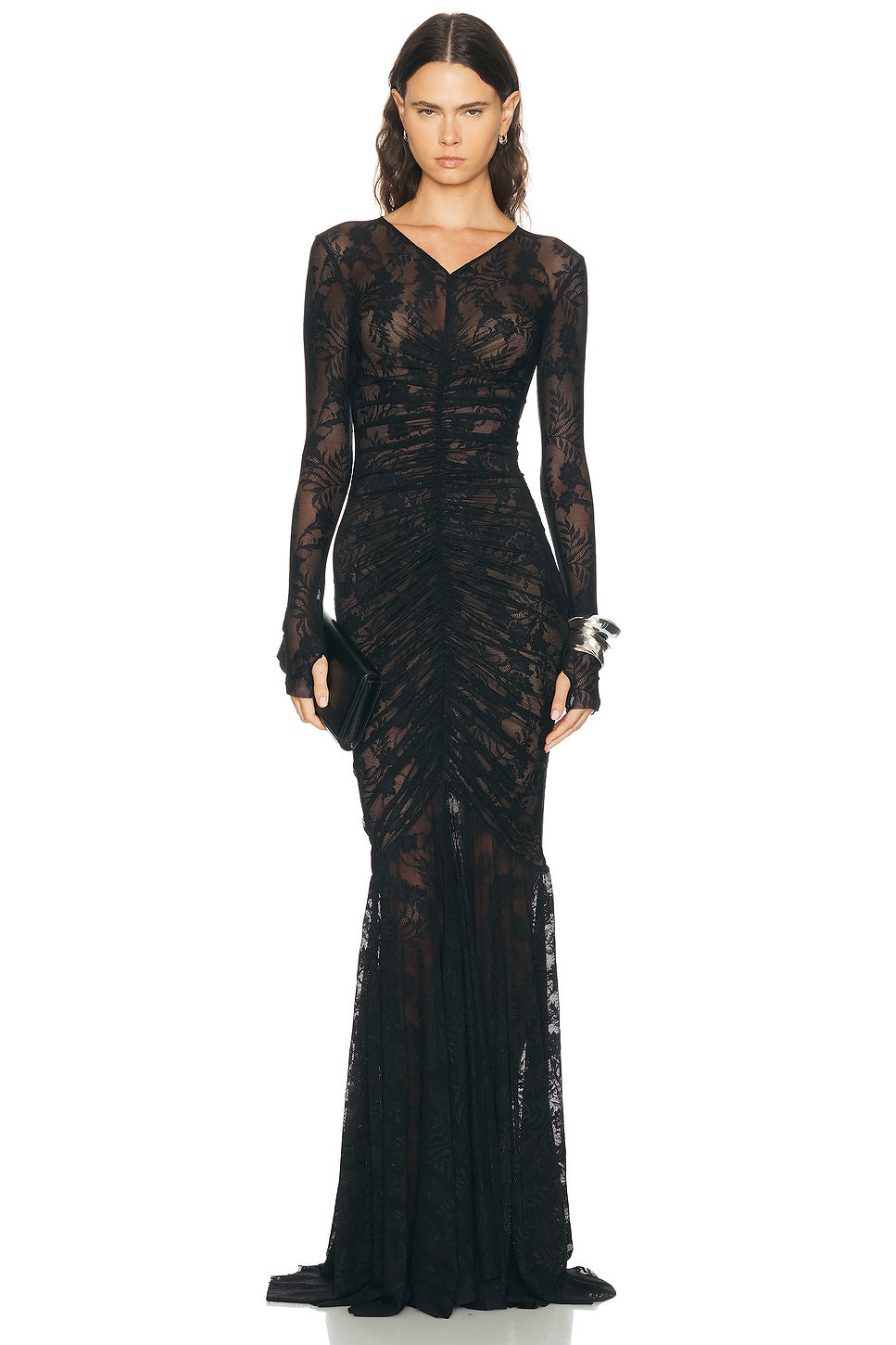 Shirred Front Fishtail Gown