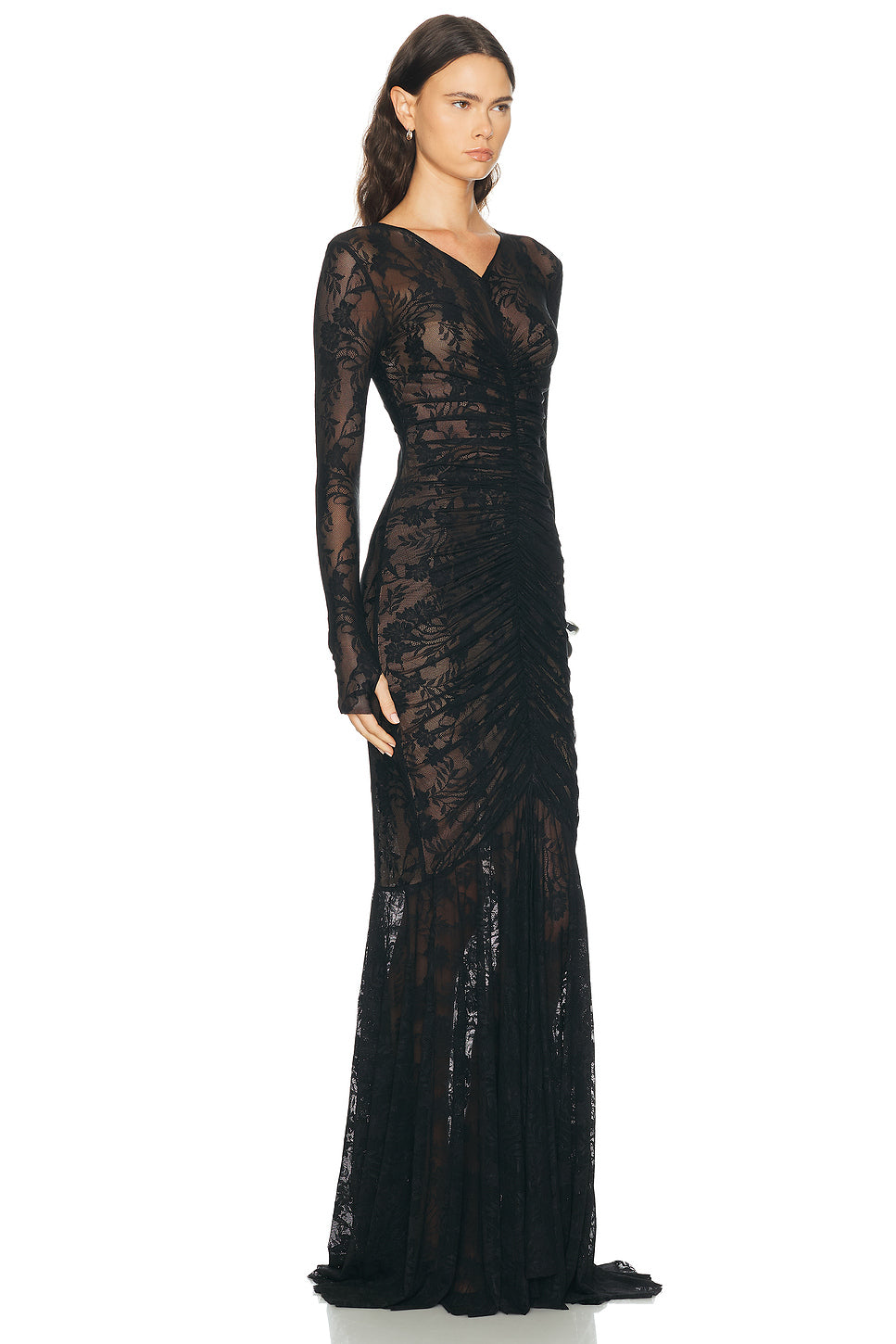 Shirred Front Fishtail Gown