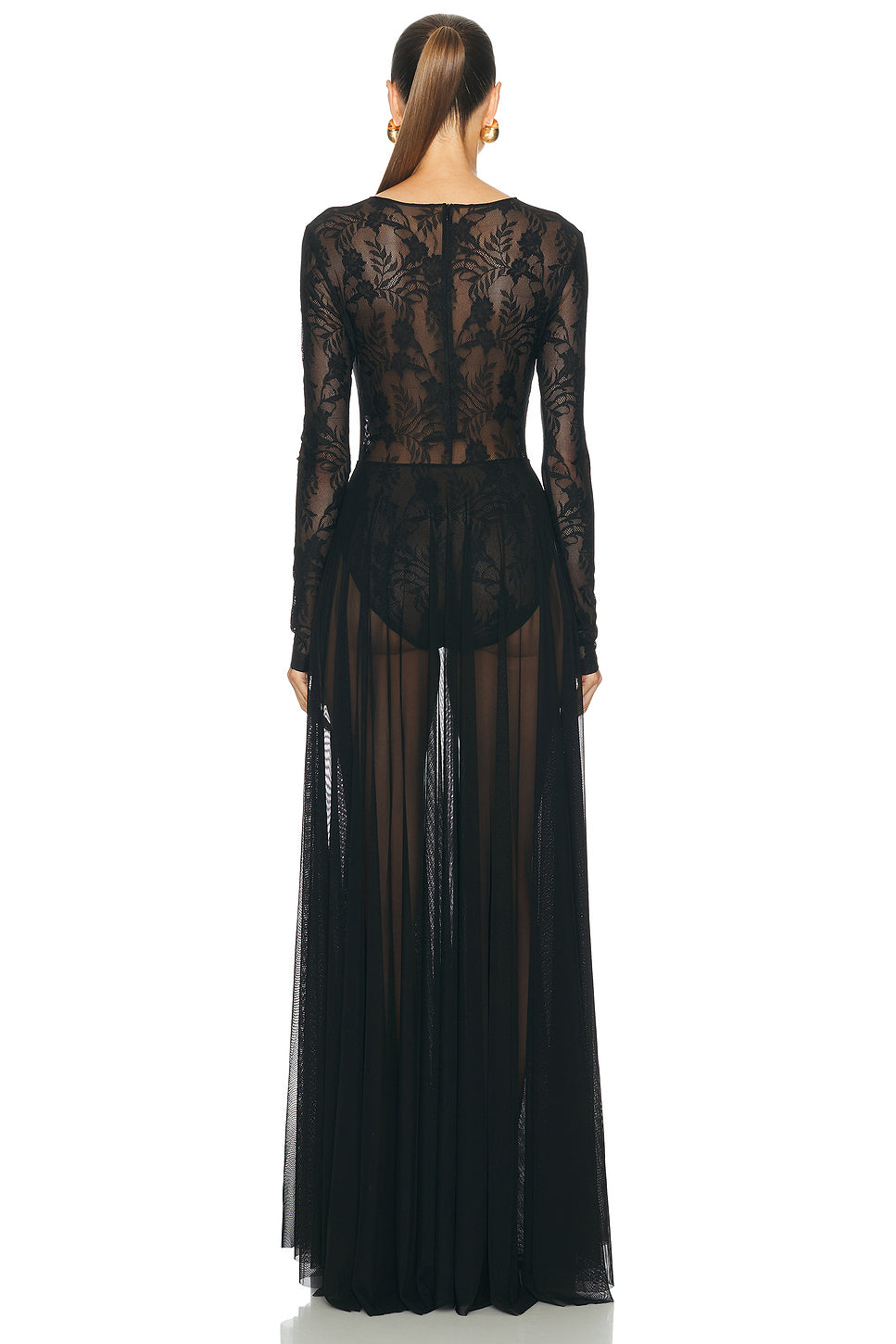 Long Sleeve Crew Flared Gown