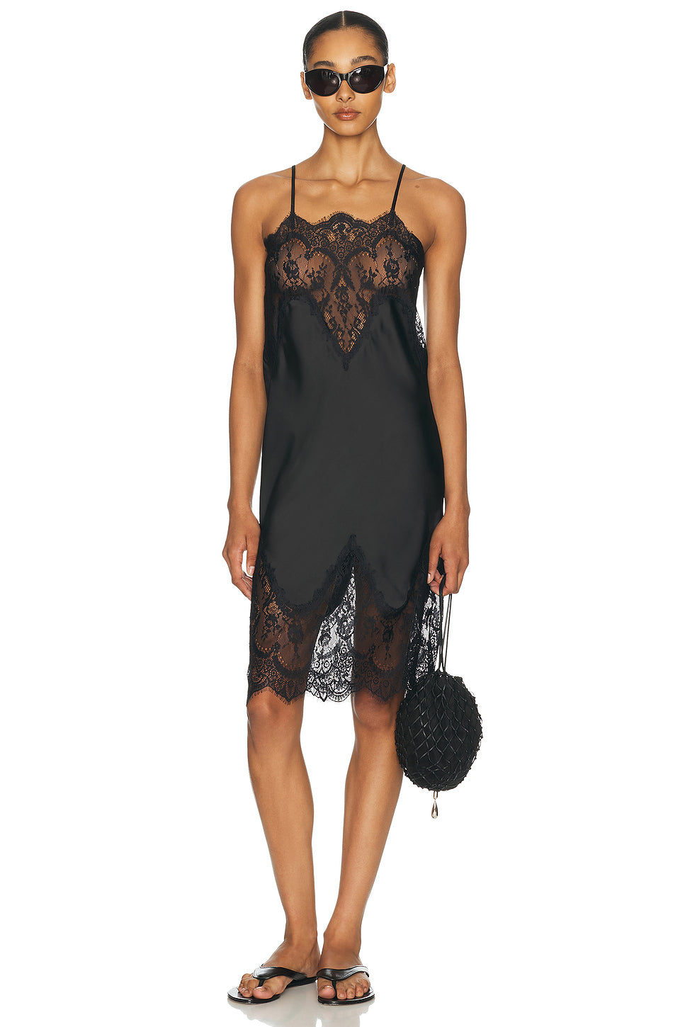 Bias Slip Dress With Lace
