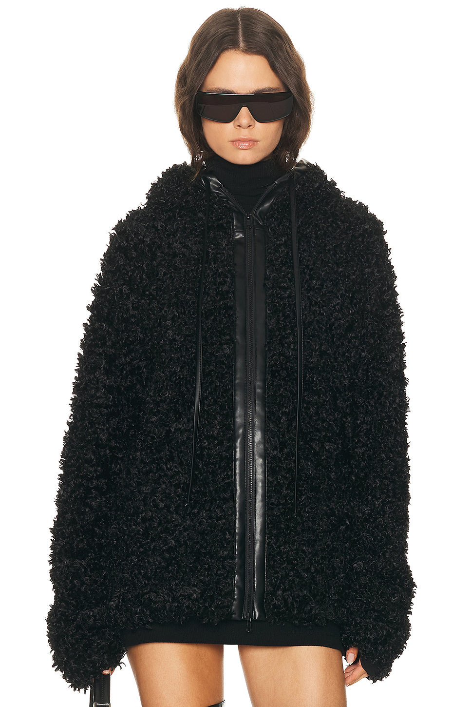 Oversized Raglan Sleeve Zip Front Hooded Jacket