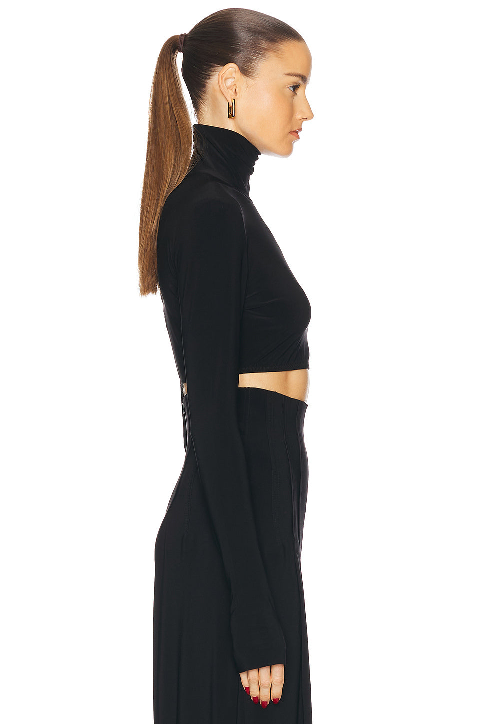 Cropped Slim Fit Longsleeve Turtleneck Top