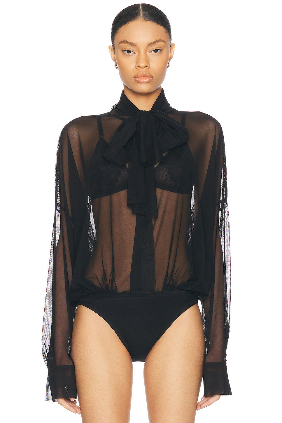 Super Oversized Boyfriend Shirt Bow Bodysuit