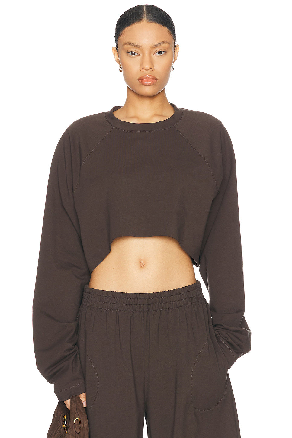 Oversized Raglan Sleeve Cropped Top