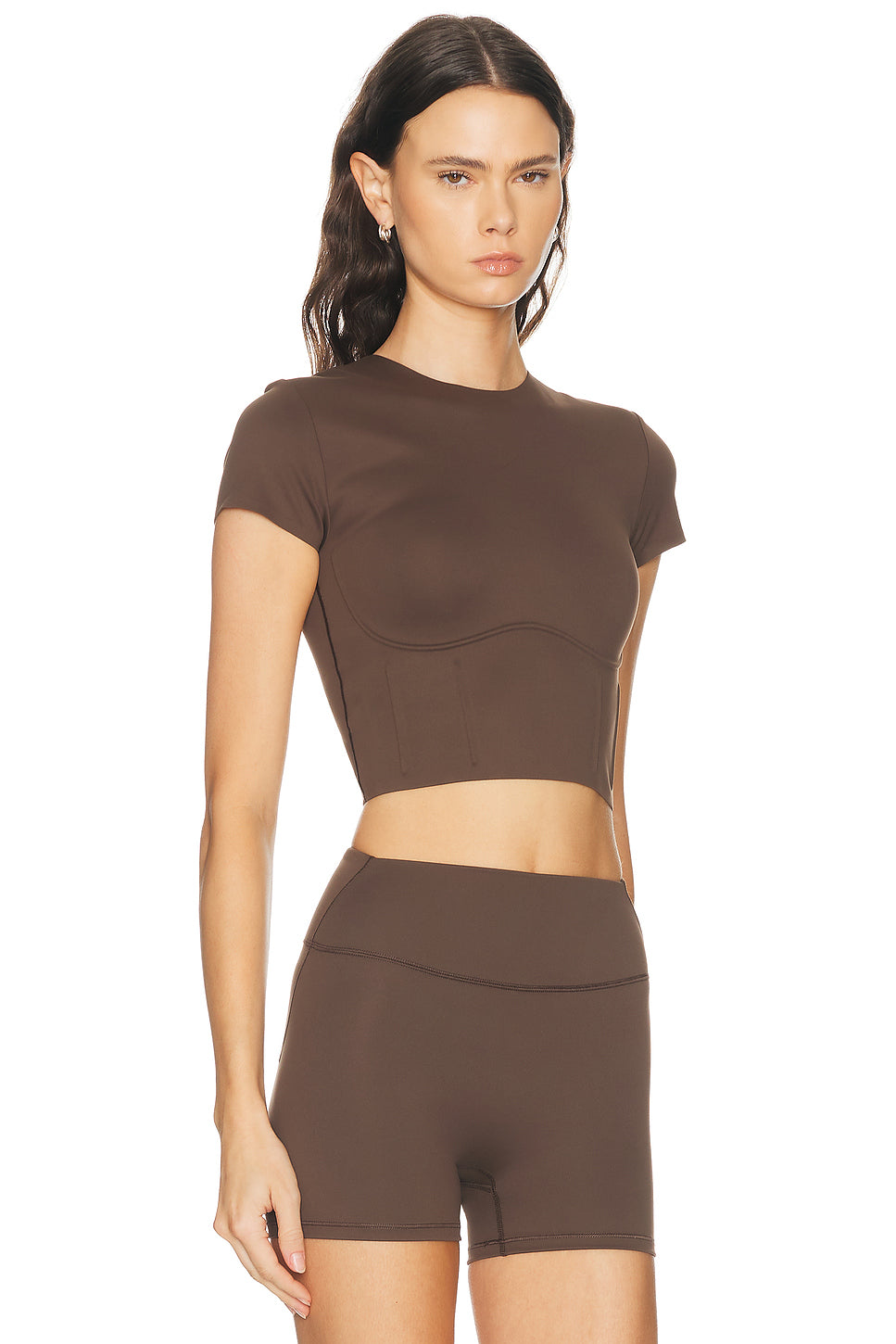 Matte Corset Short Sleeve Crop Top