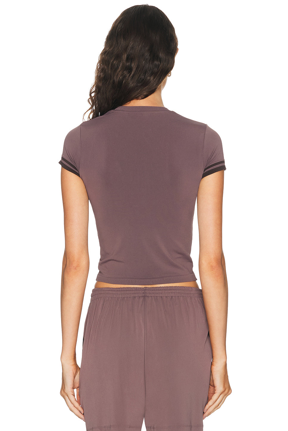 Stretch Knit Crop Crewneck Tee