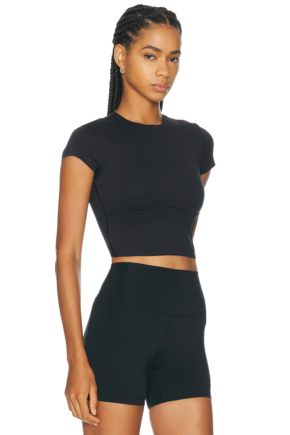 Matte Corset Short Sleeve Crop Top
