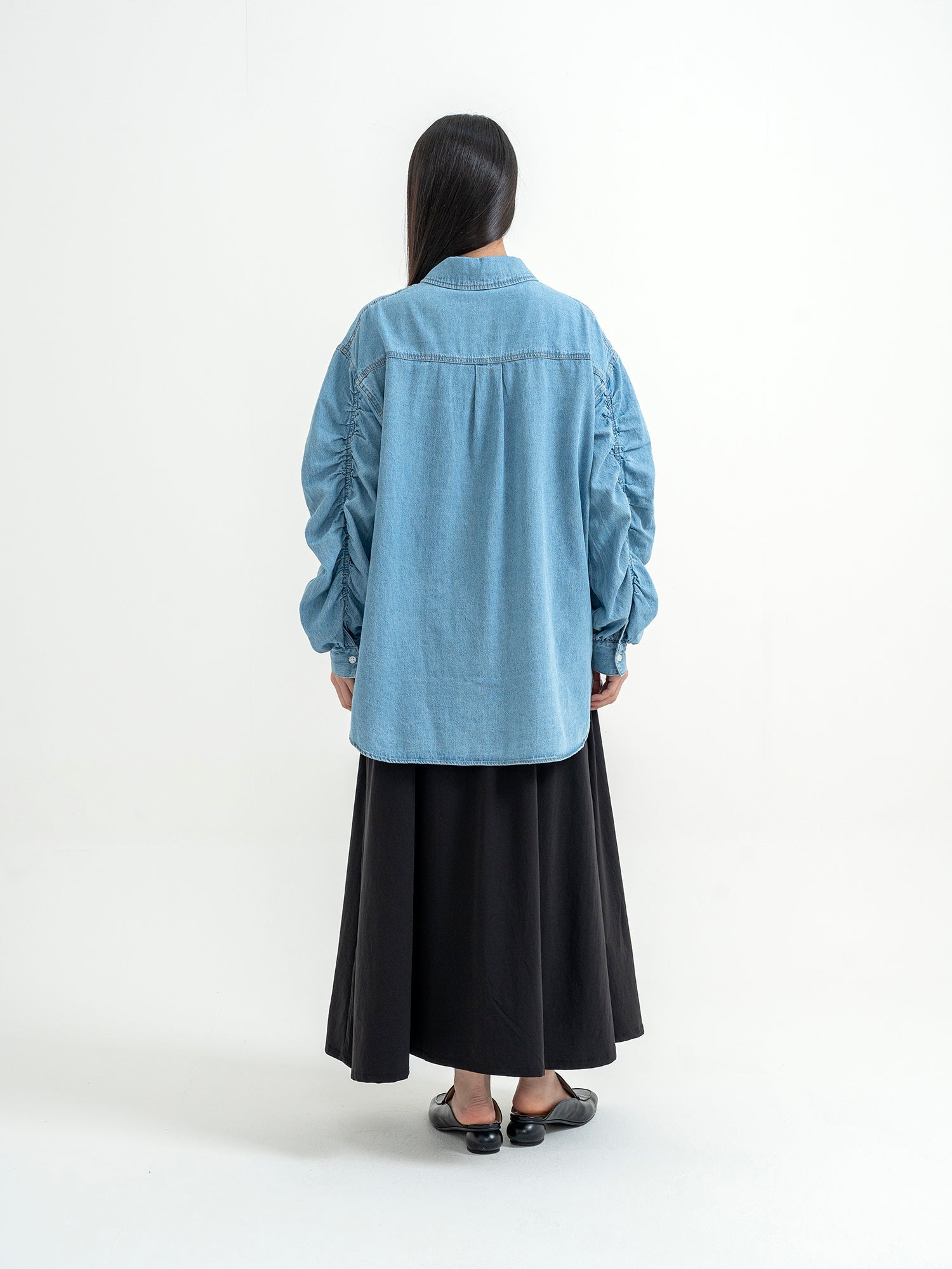 Namisa Shirred Sleeve Denim Shirt
